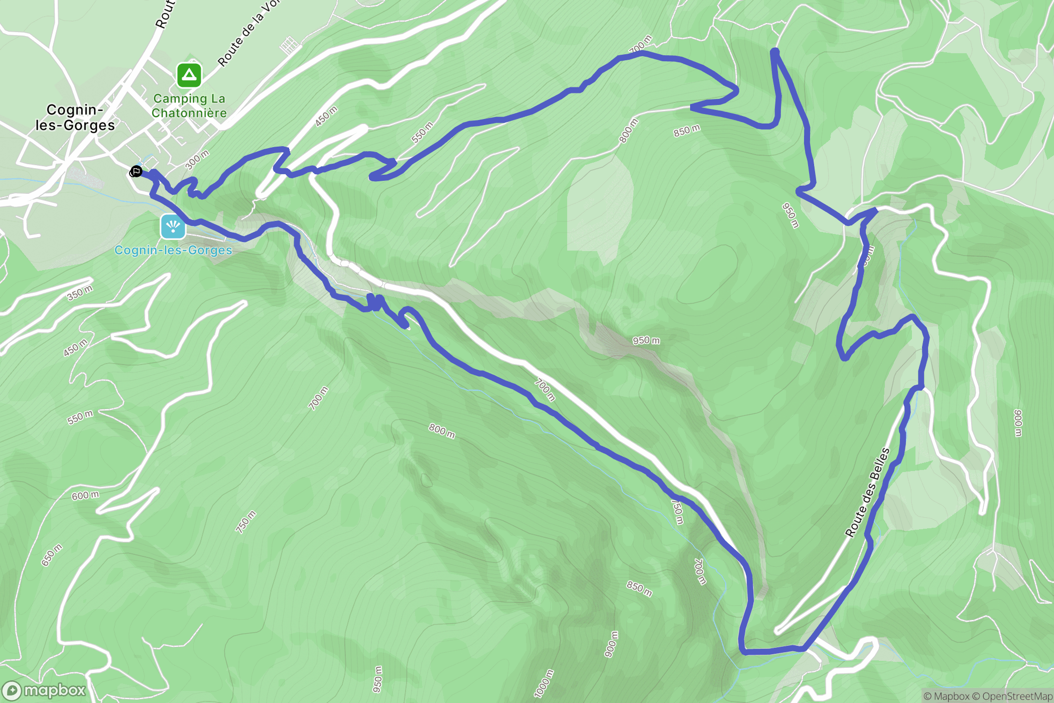 Cognin-Les-Gorges : carte du parcours de randonnée - France