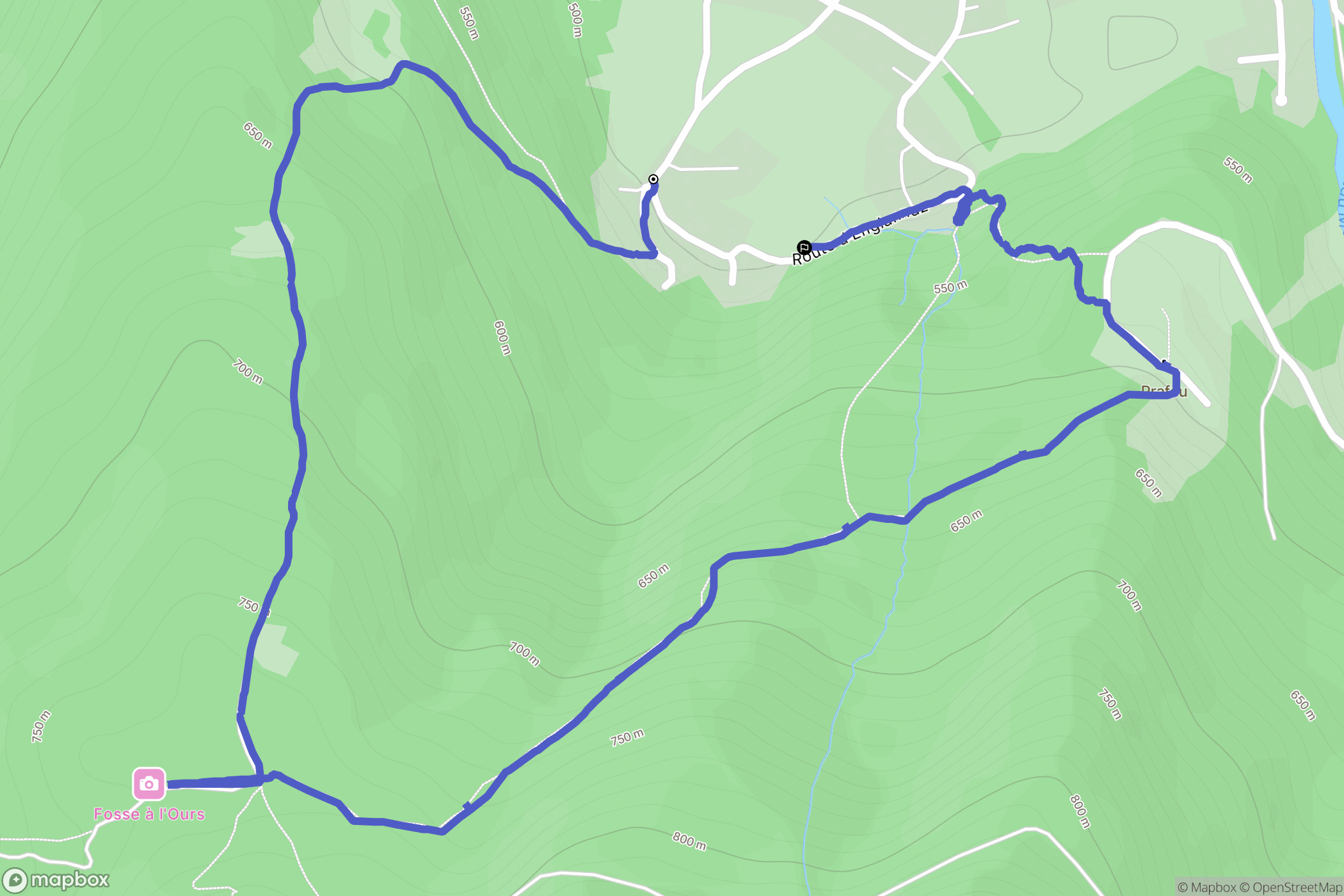 Faverges : carte du parcours de randonnée - France