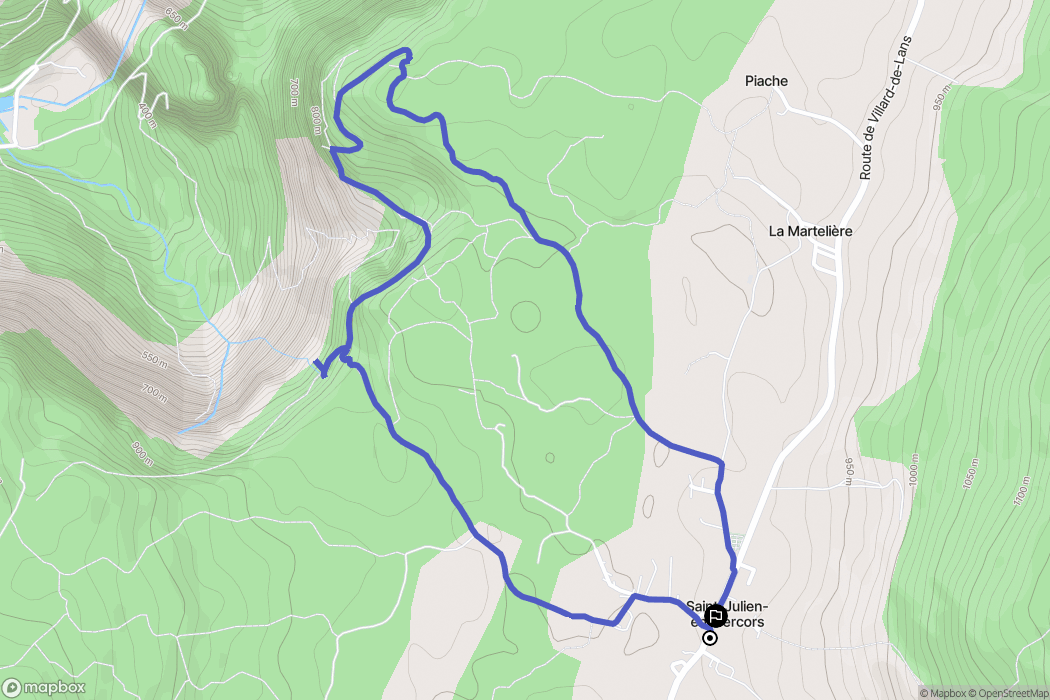 Saint-Julien-en-Vercors : carte du parcours de randonnée - France