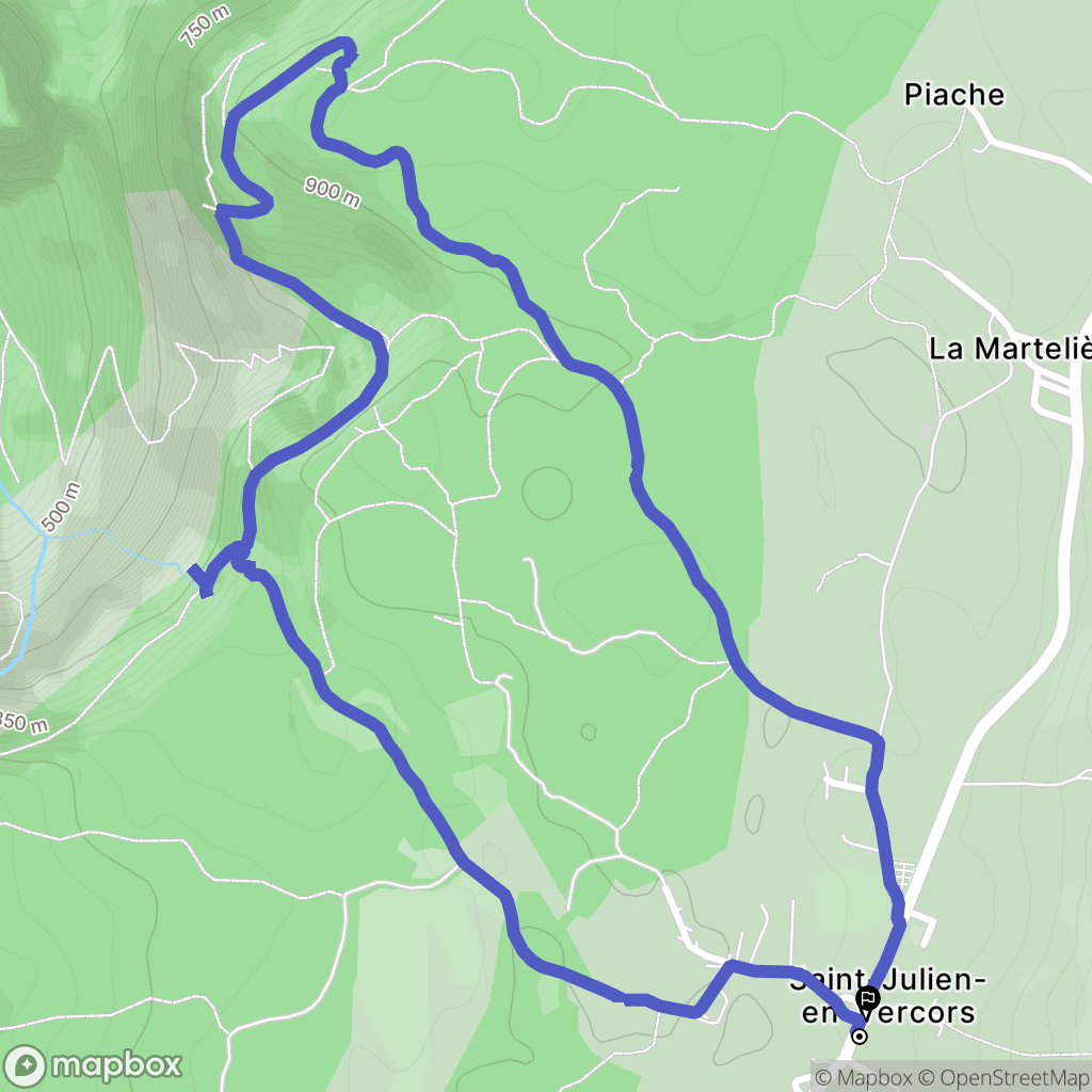 Saint-Julien-en-Vercors : carte du parcours de randonnée - France