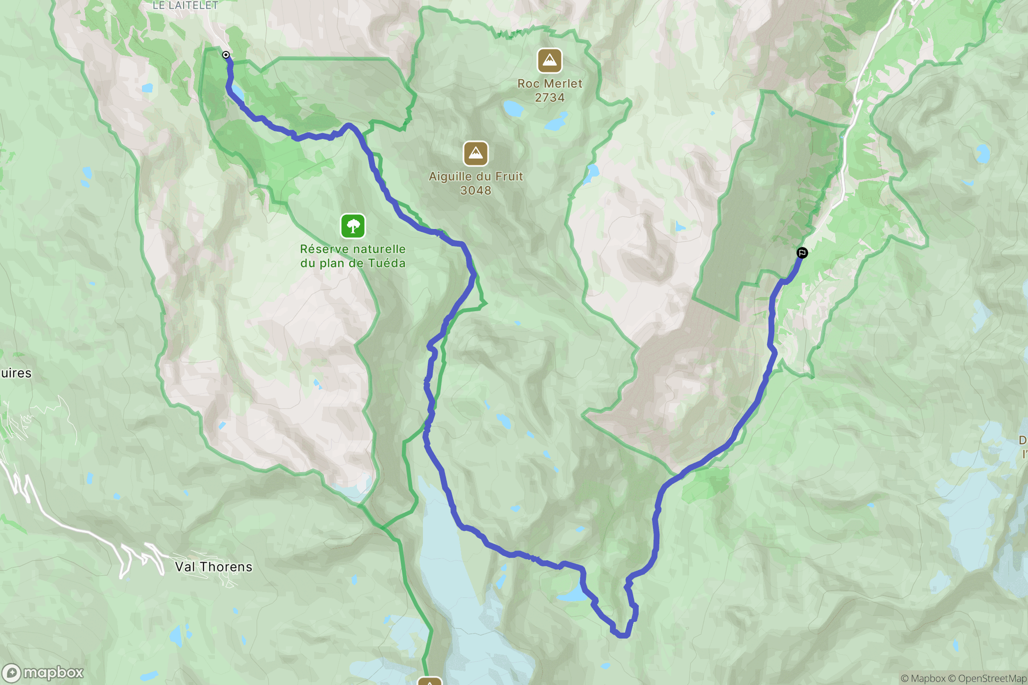 Méribel-Mottaret : carte du parcours de randonnée - France