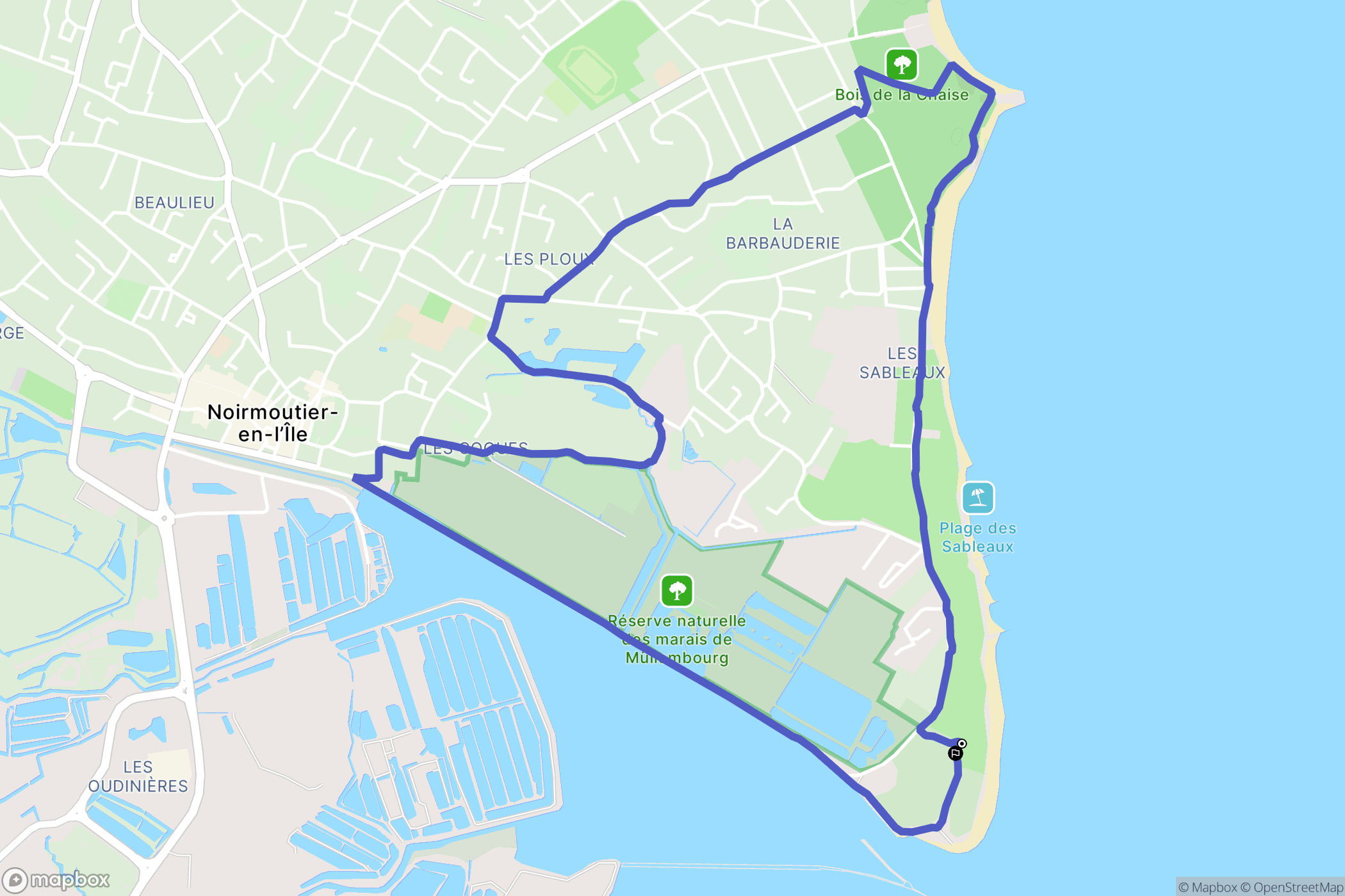 Noirmoutier-en-l'Île : carte du parcours de randonnée - France