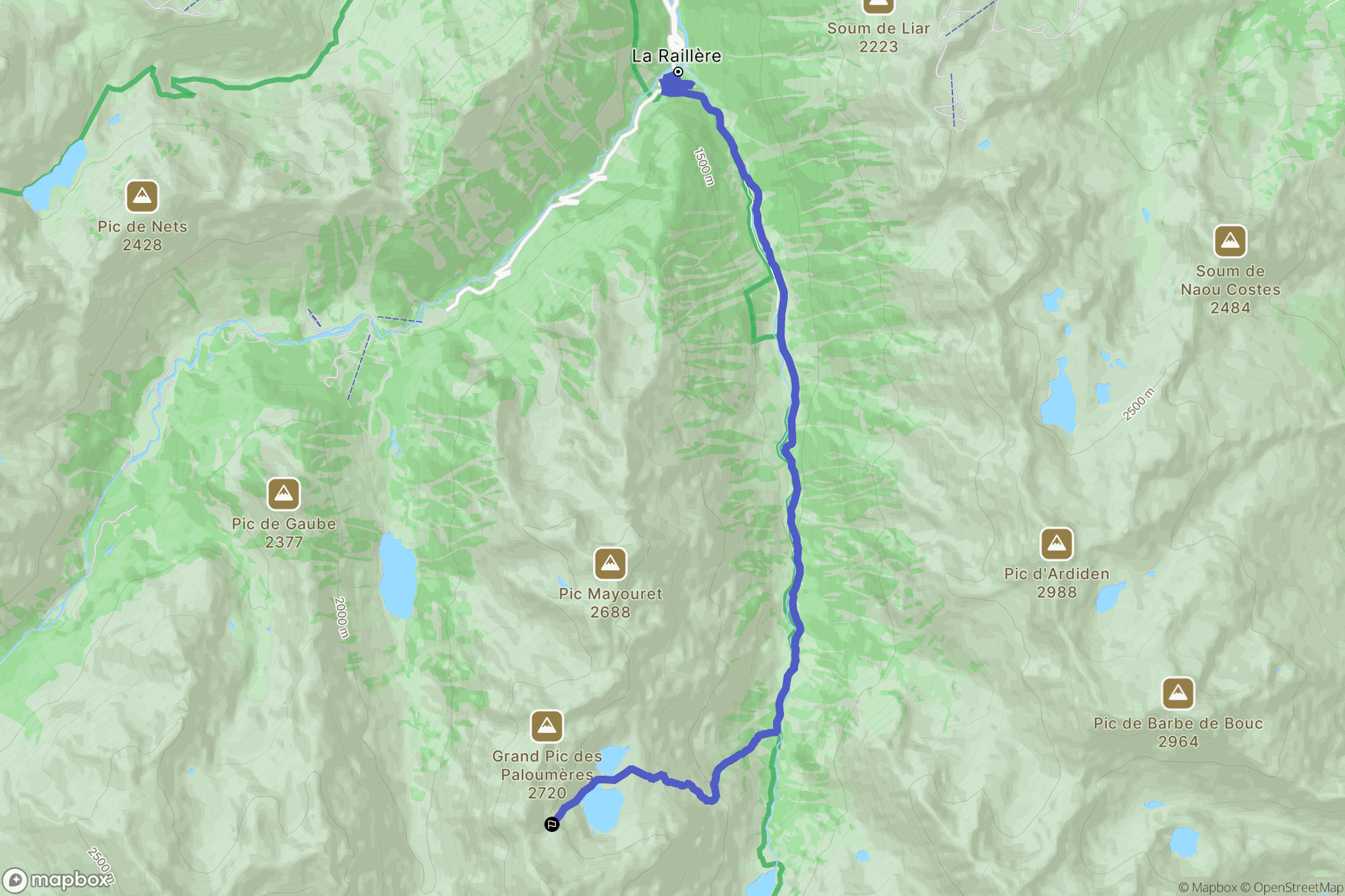 La Raillère, Cauterets : carte du parcours de randonnée - France