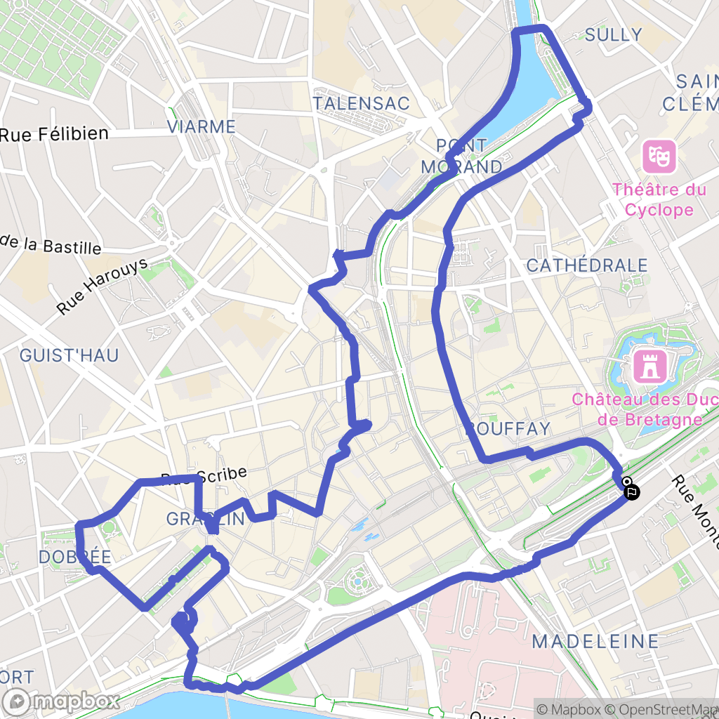 Nantes : carte du parcours de randonnée - France