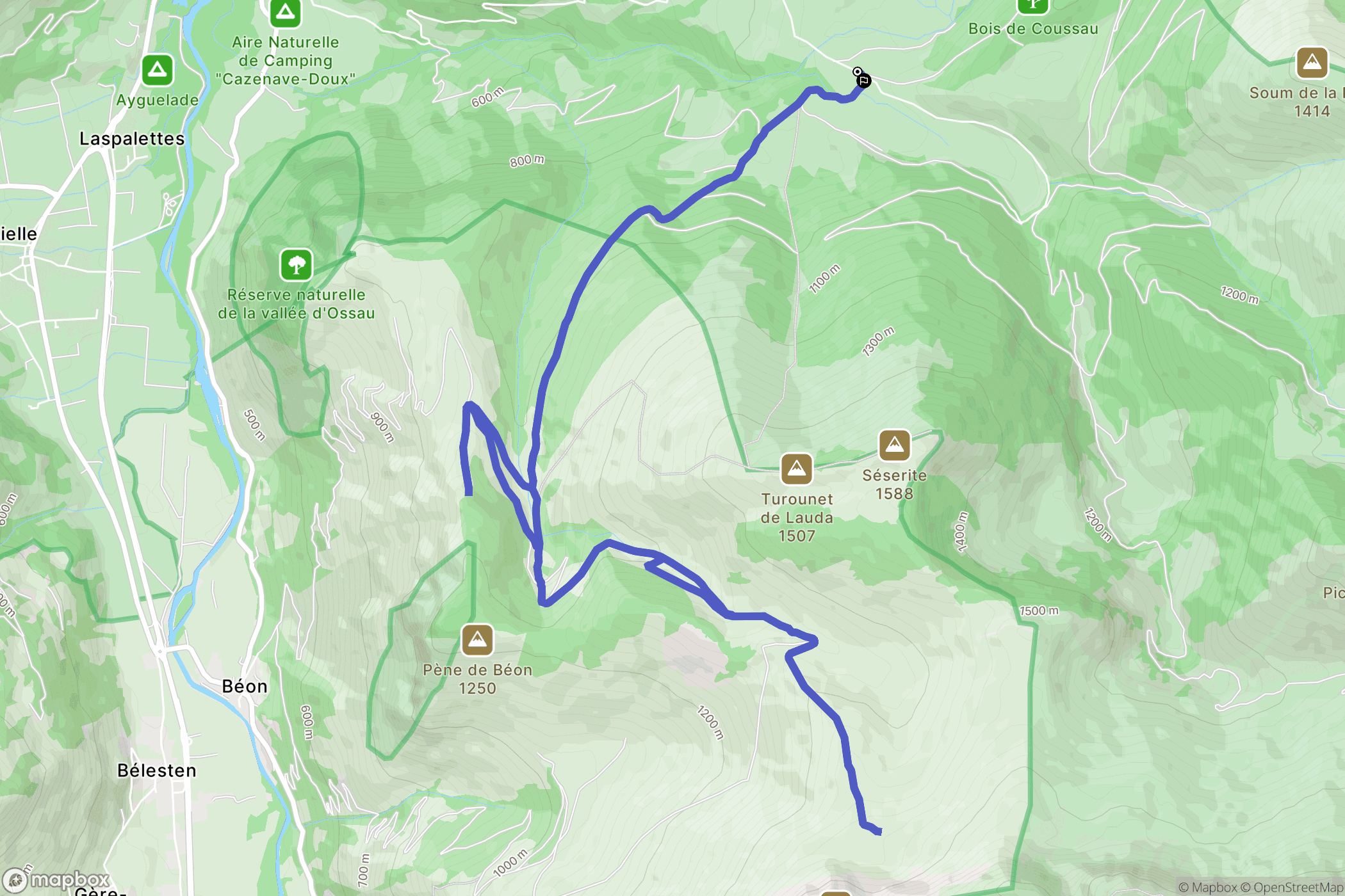 Castet : carte du parcours de randonnée - France