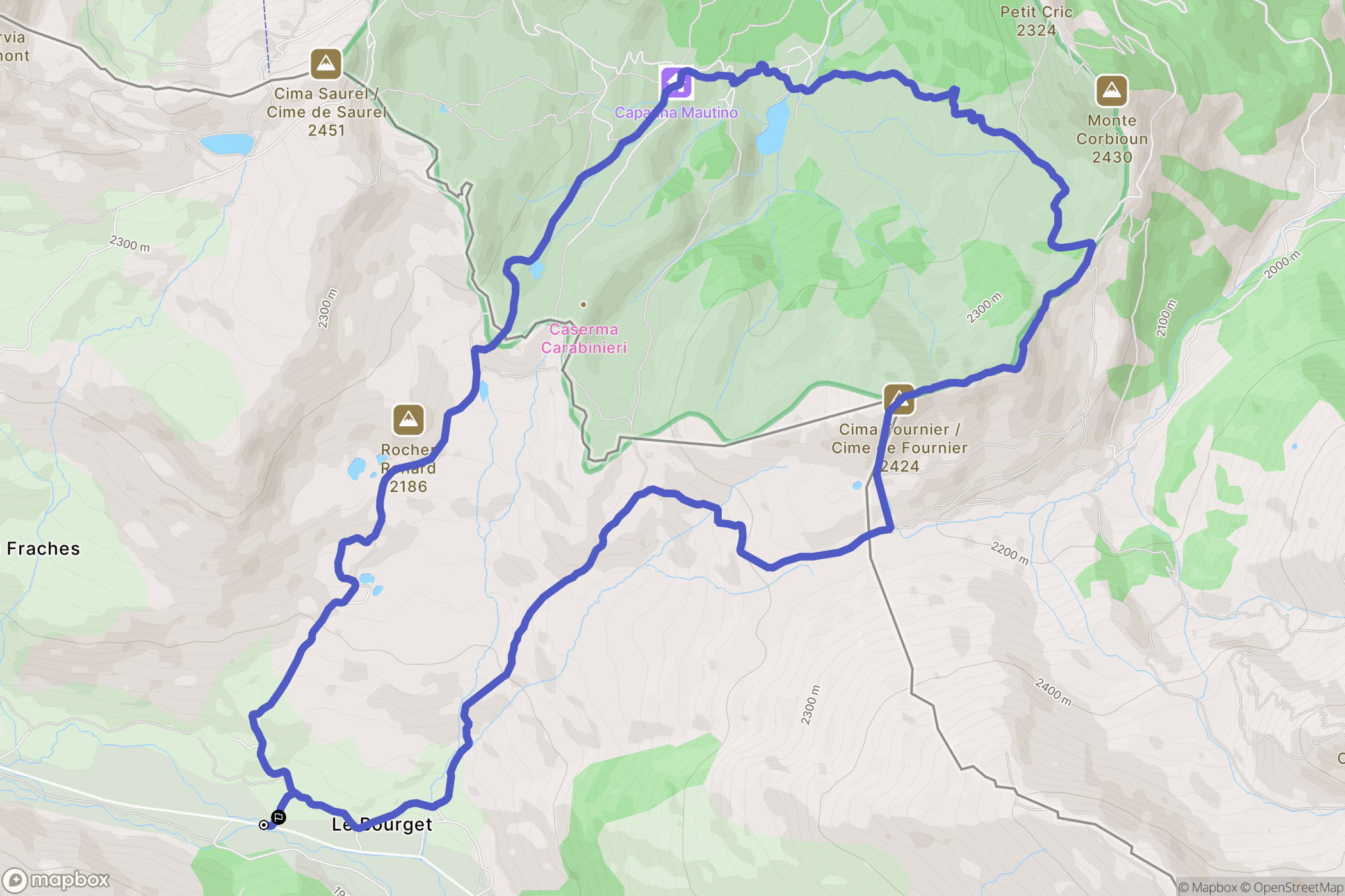 Cervières : carte du parcours de randonnée - France