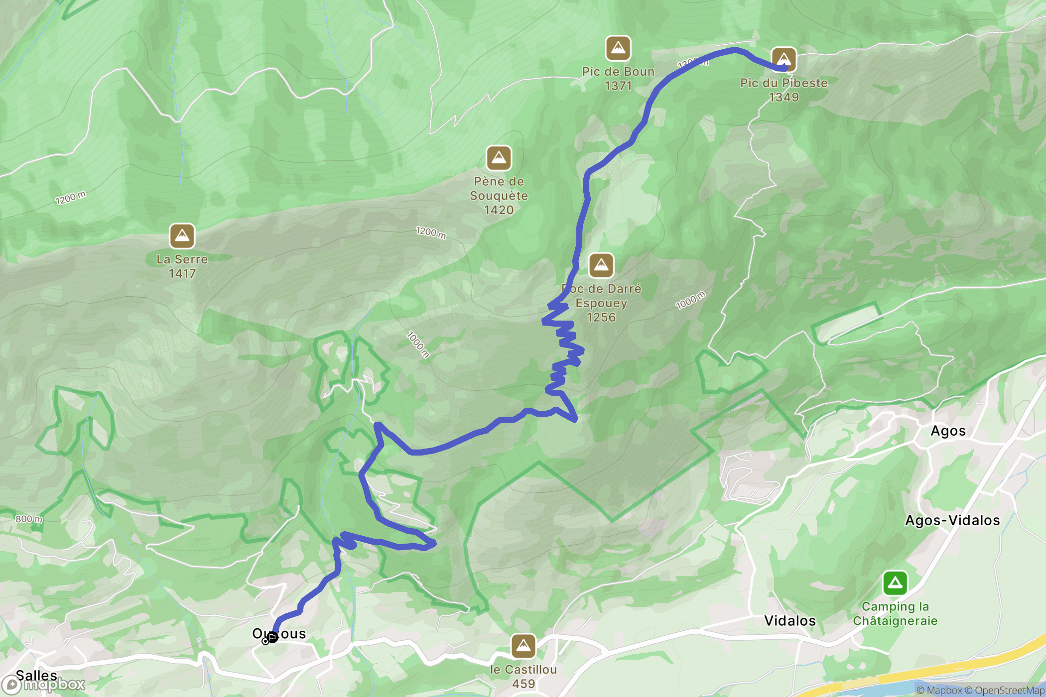 Ouzous : carte du parcours de randonnée - France