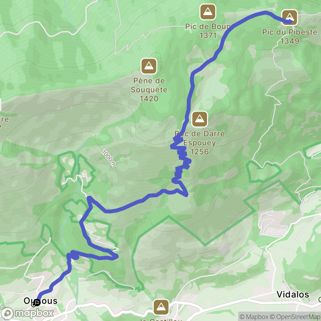 Ouzous : carte du parcours de randonnée - France
