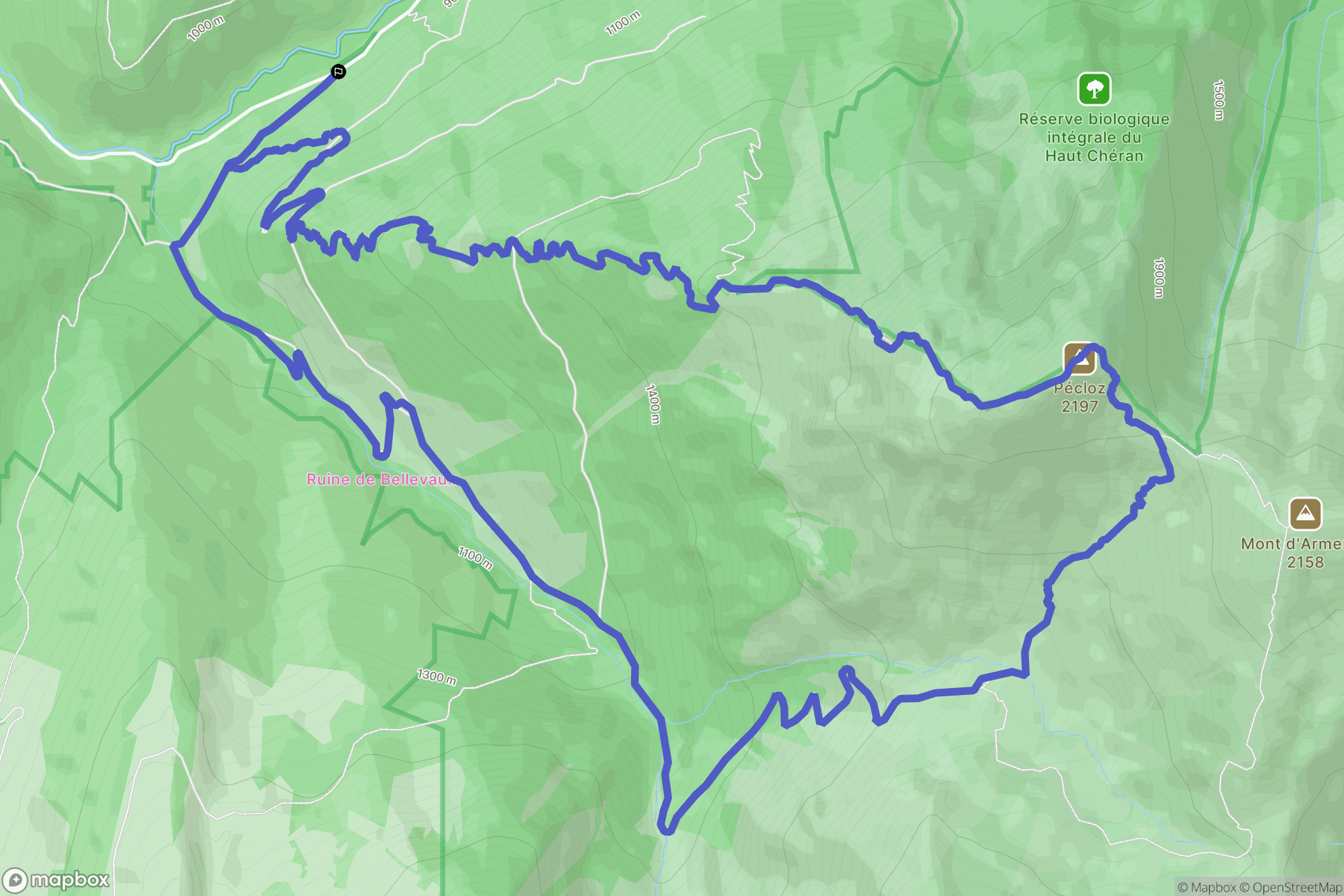 Ecole : carte du parcours de randonnée - France