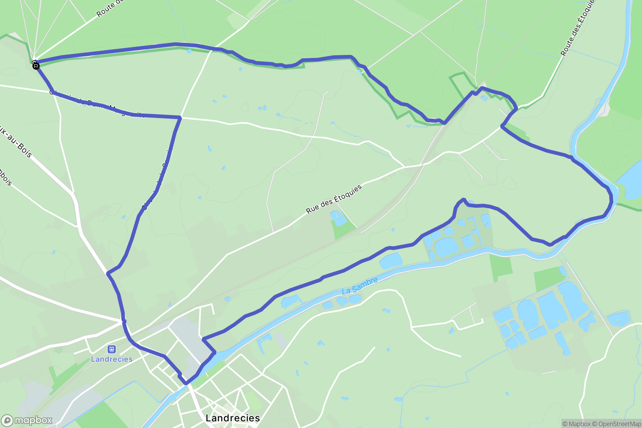 Landrecies : carte du parcours de randonnée - France
