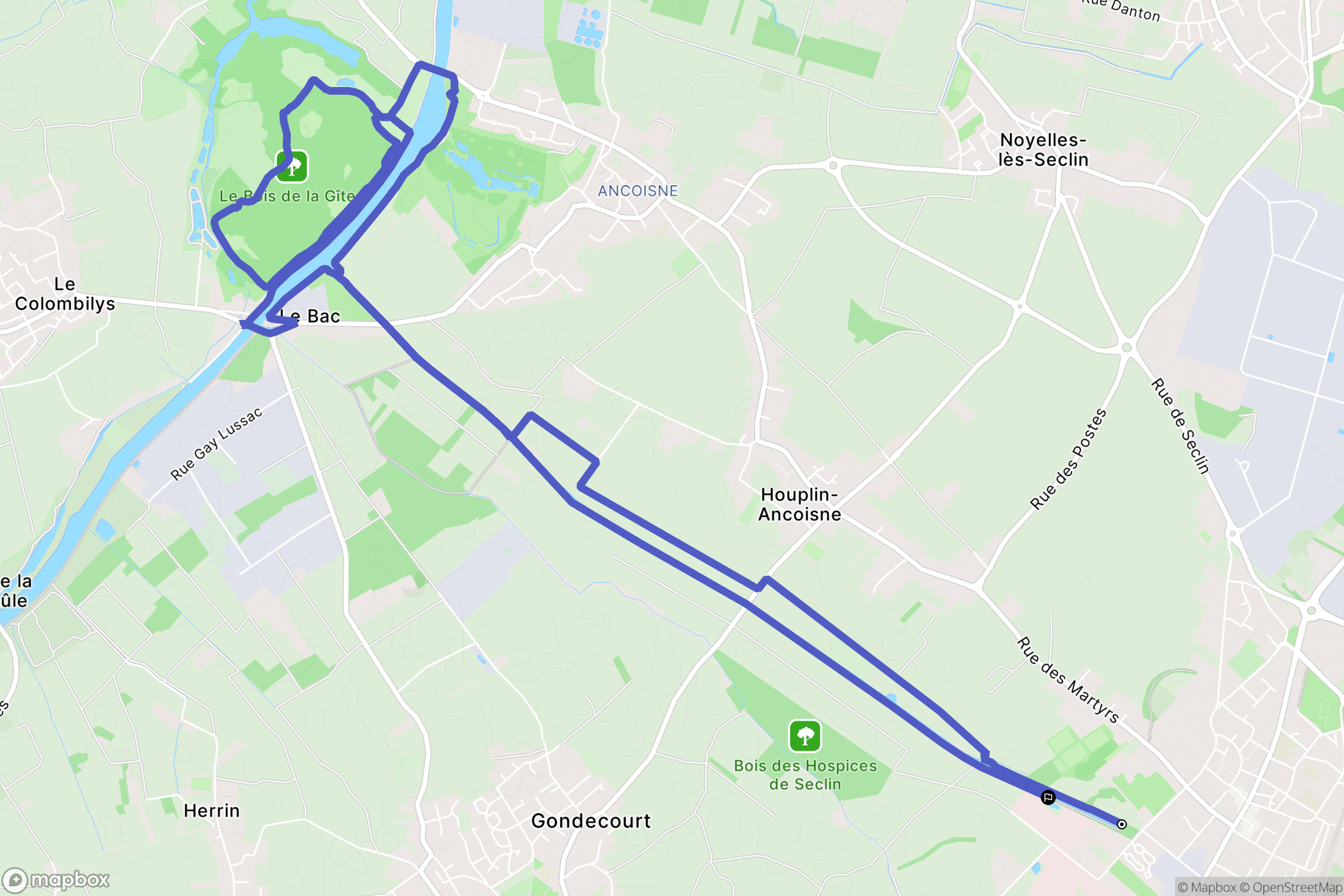 Seclin : carte du parcours de randonnée - France