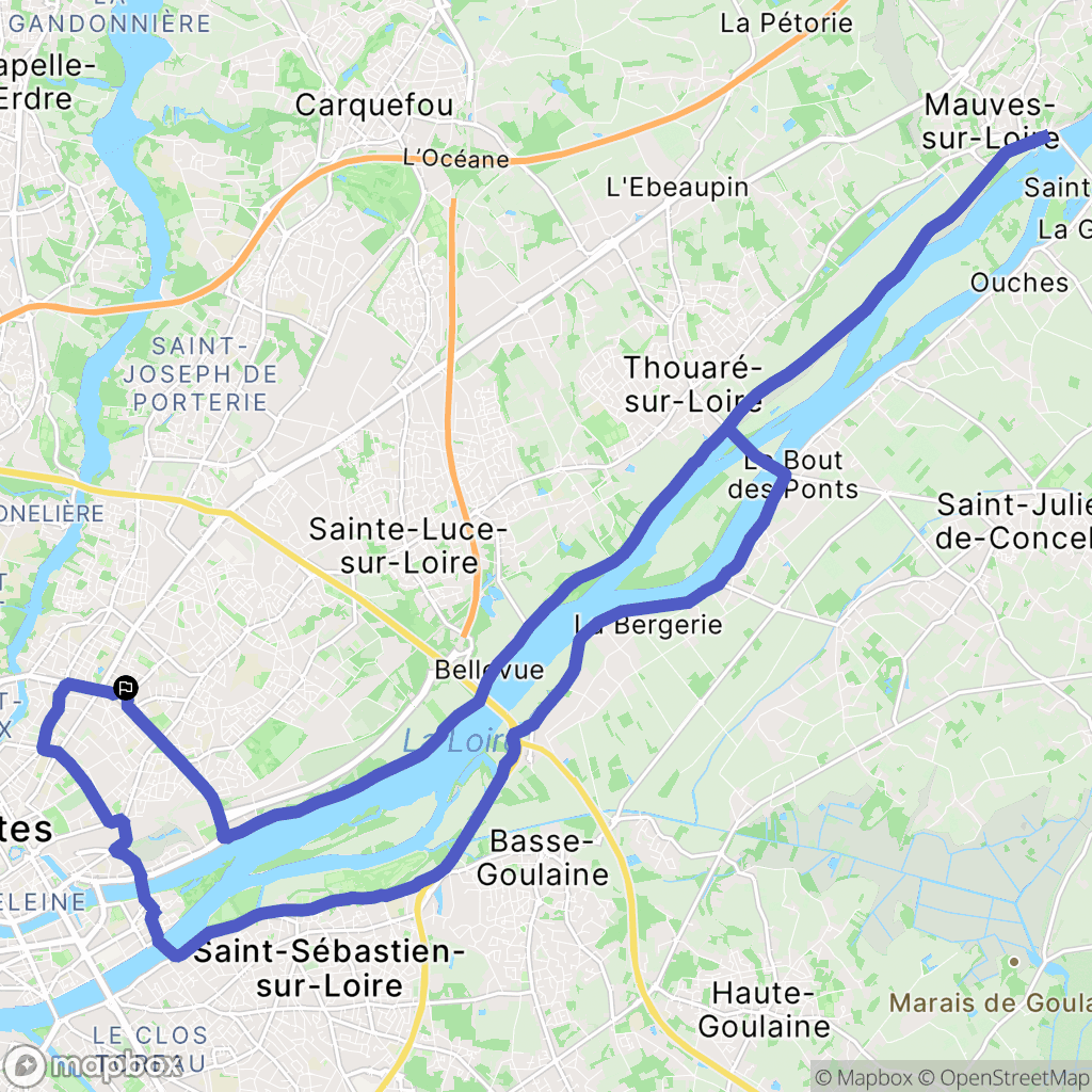 Nantes : carte du parcours de randonnée - France