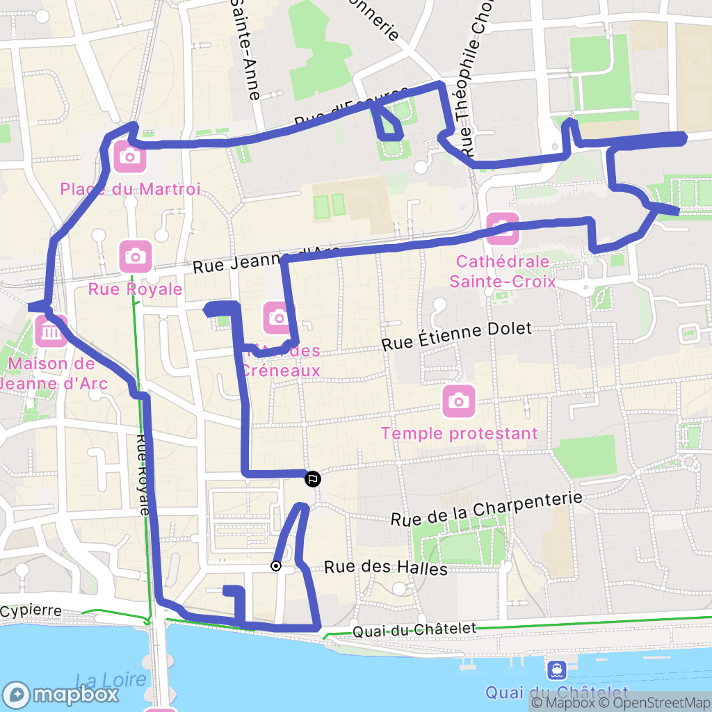Orléans : carte du parcours de randonnée - France