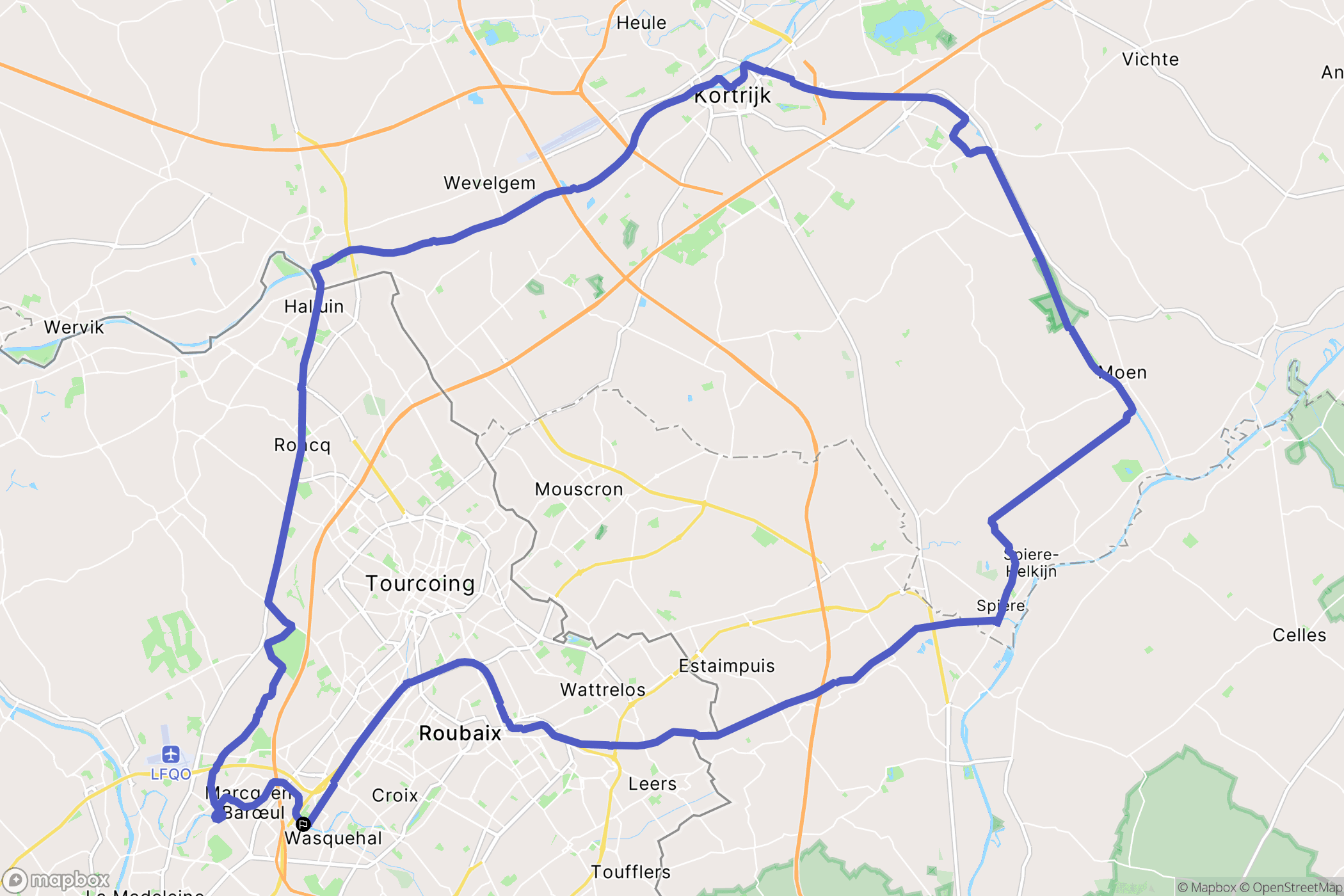 Wasquehal : carte du parcours de randonnée - France
