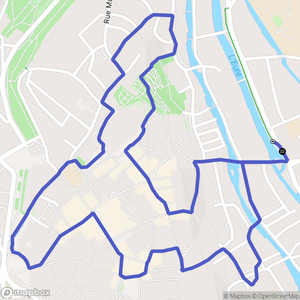 Chartres : carte du parcours de randonnée - France