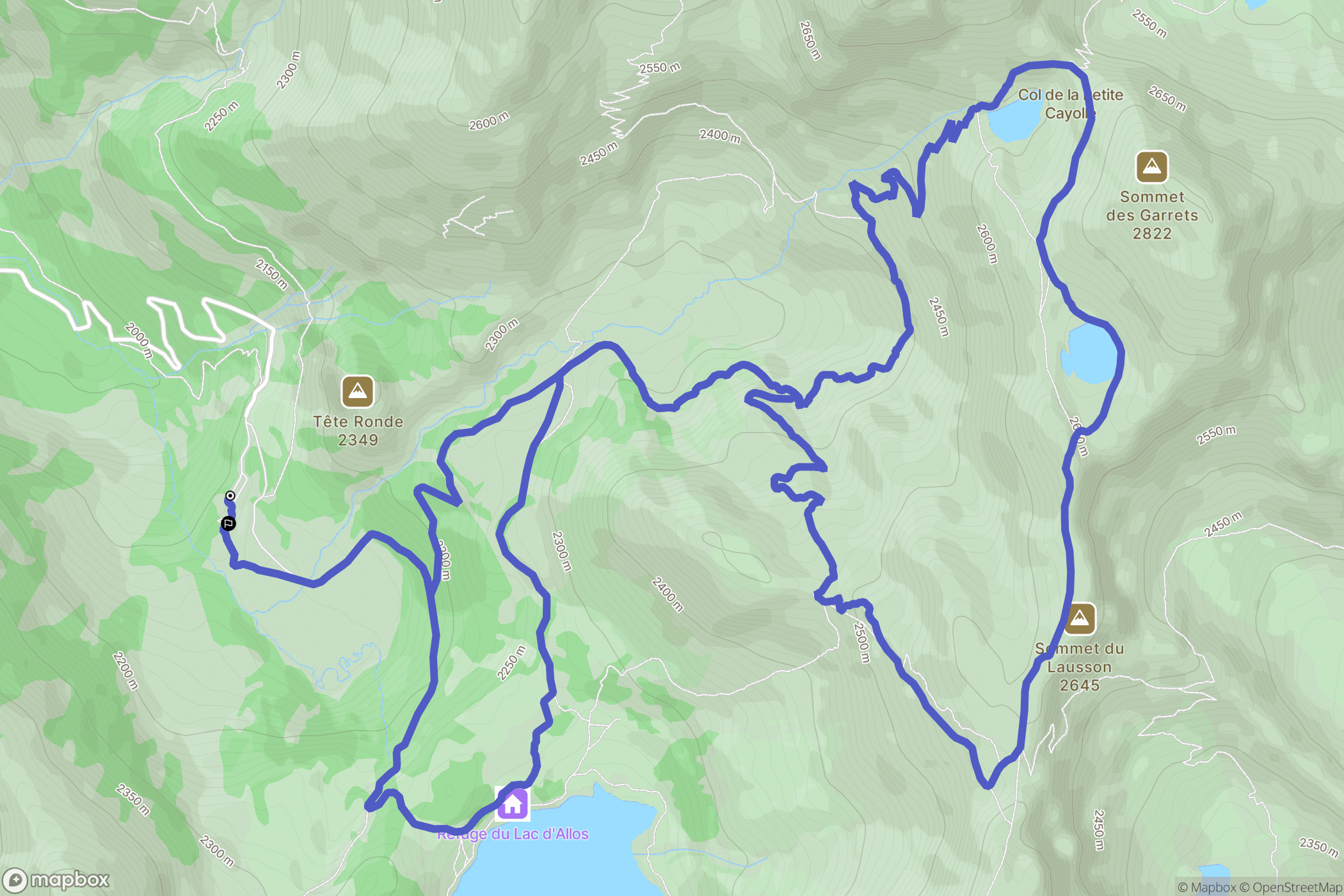 Allos : carte du parcours de randonnée - France