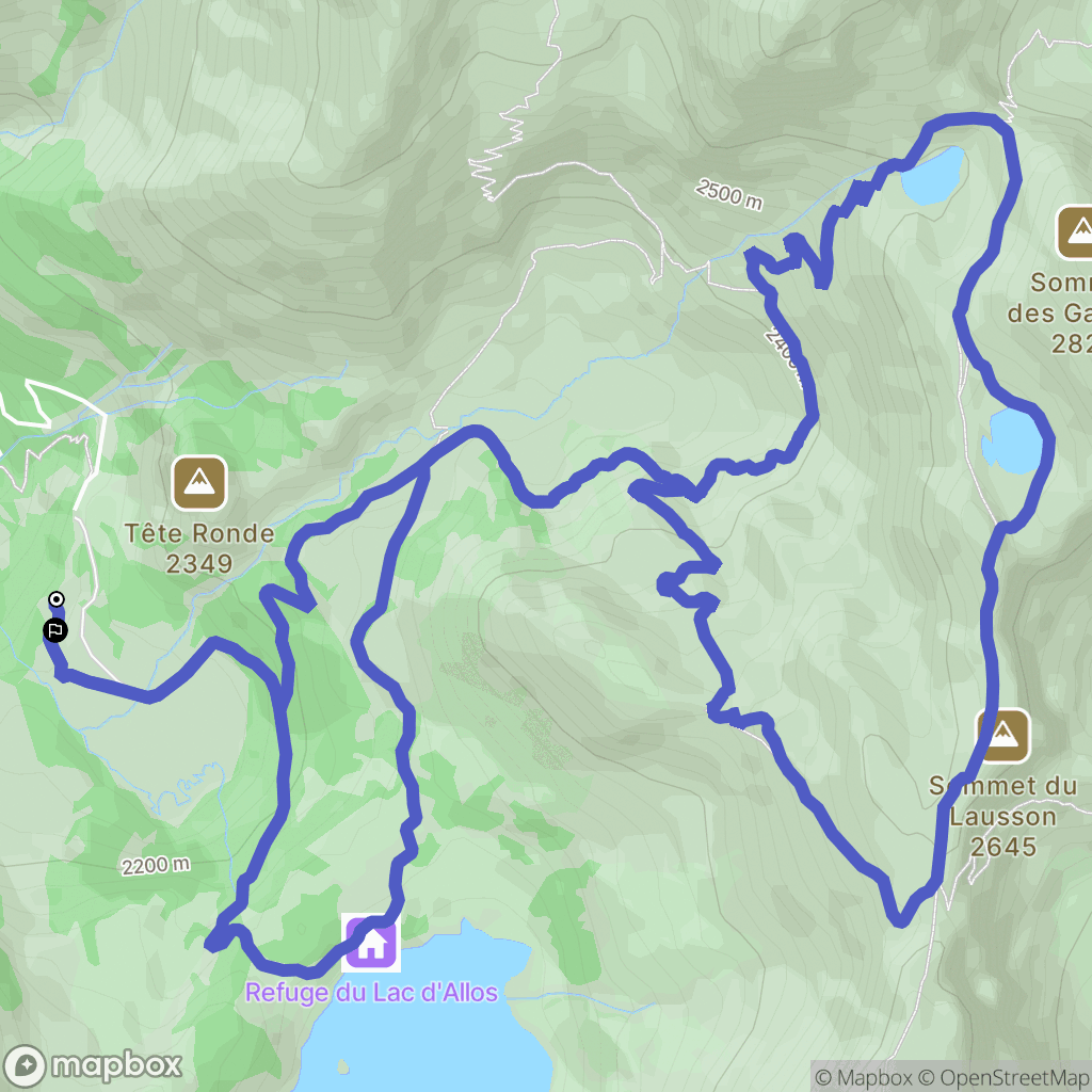Allos : carte du parcours de randonnée - France