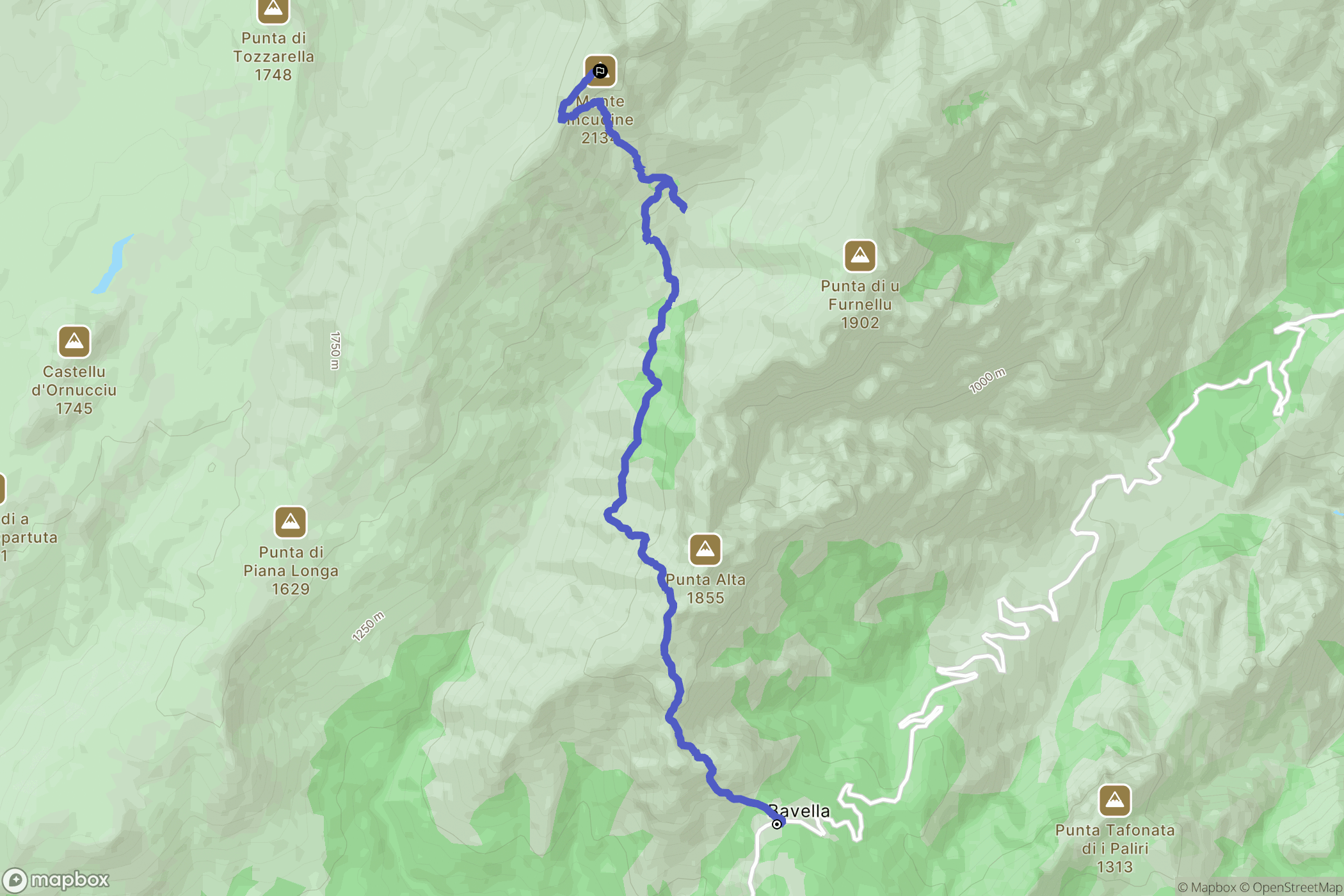 Village de Bavella : carte du parcours de randonnée - France