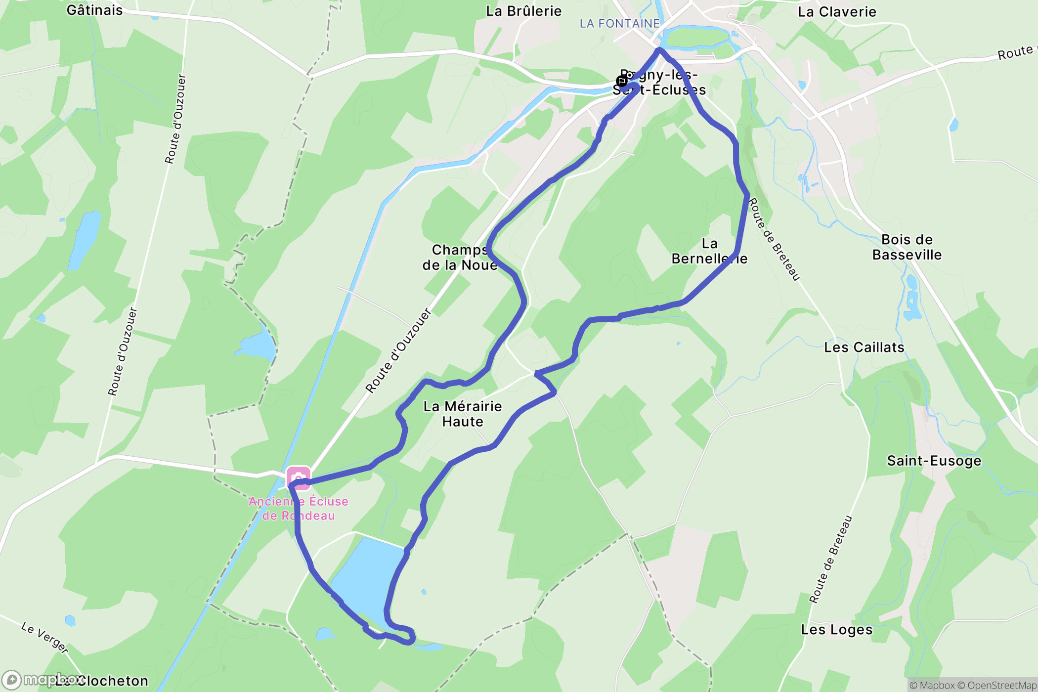 Rogny-les-Sept-Ecluses : carte du parcours de randonnée - France