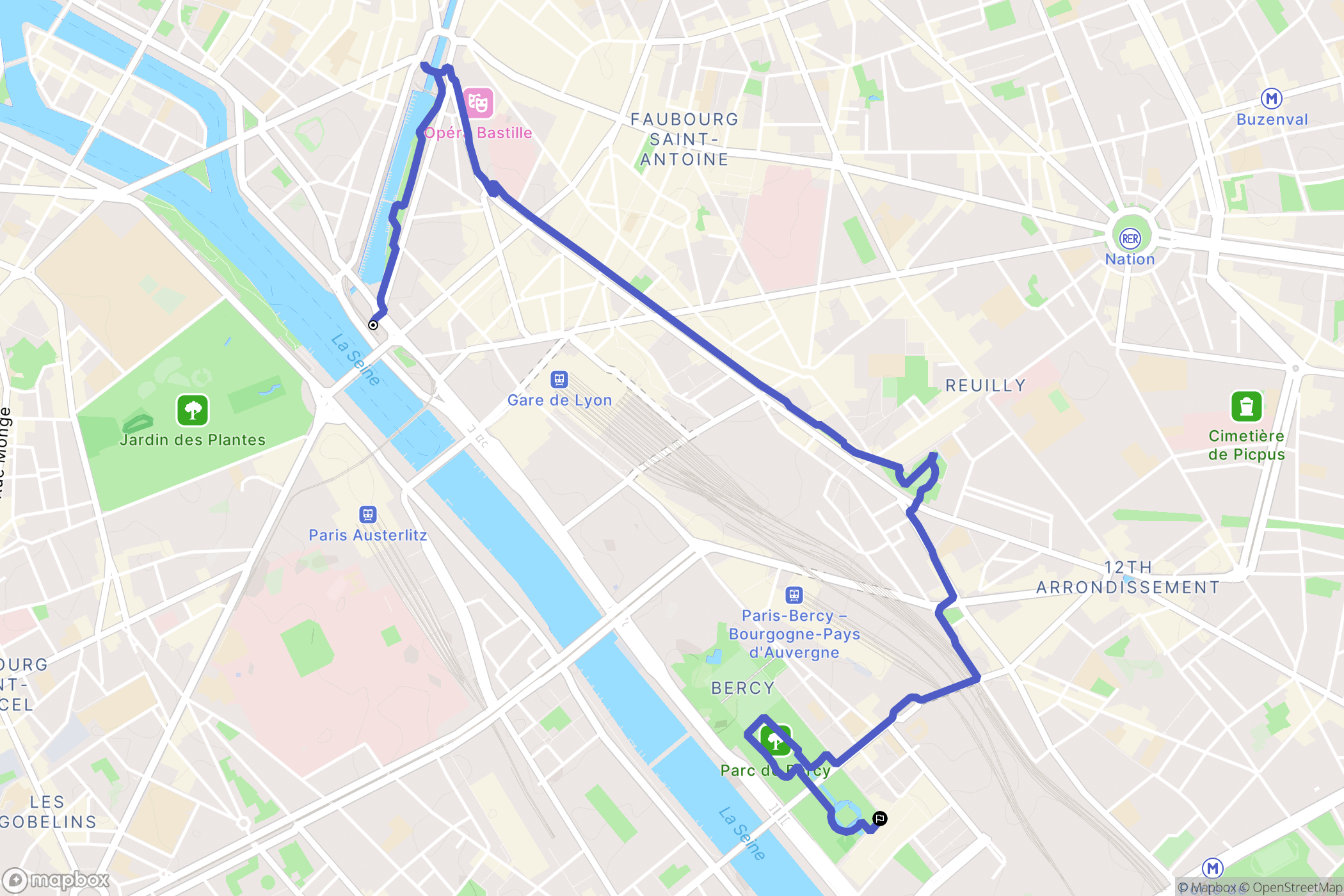Paris : carte du parcours de randonnée - France