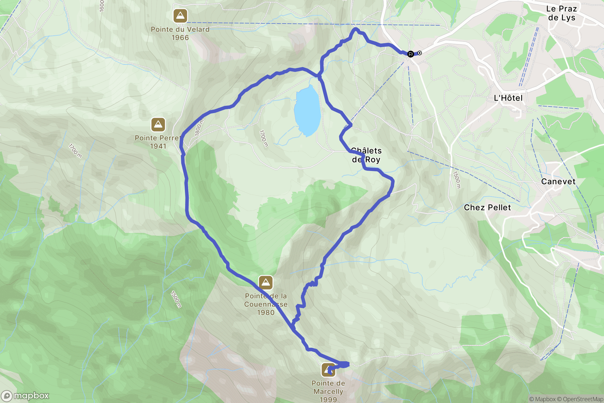 Le Praz de Lys : carte du parcours de randonnée - France