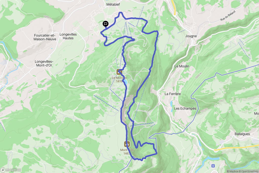 Metabief : carte du parcours de randonnée - France