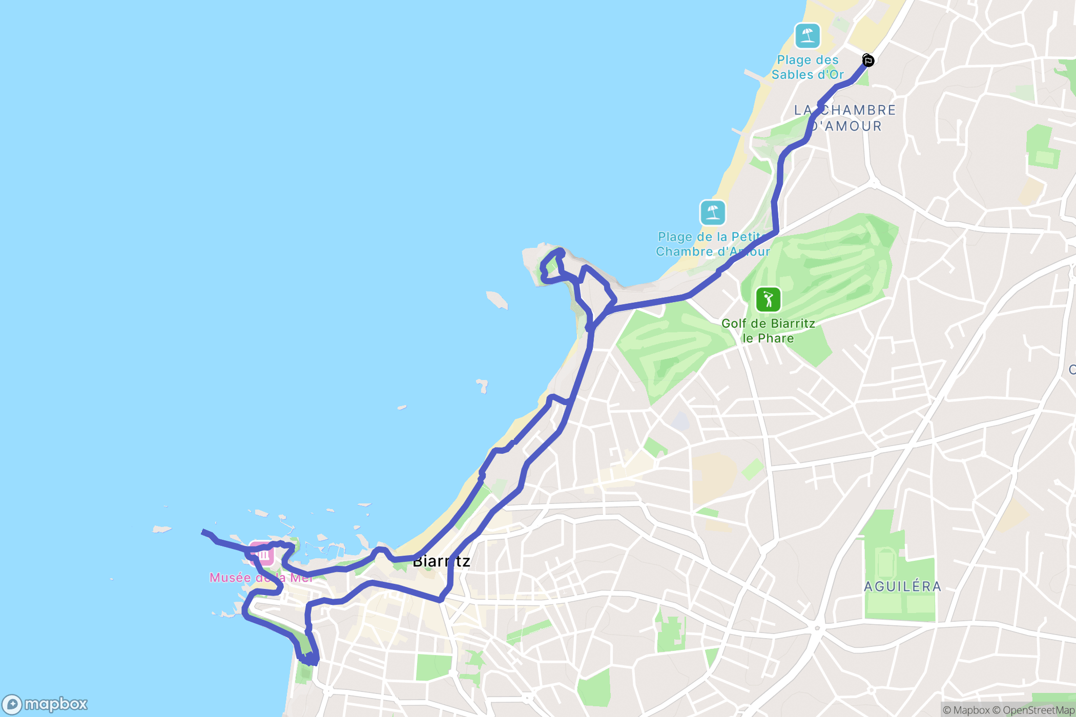 Biarritz : carte du parcours de randonnée - France