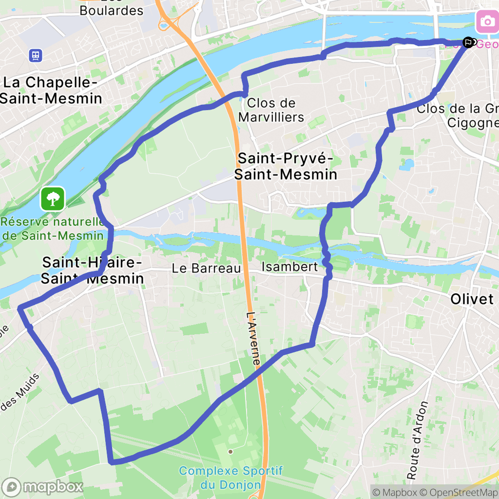 Orléans : carte du parcours de randonnée - France