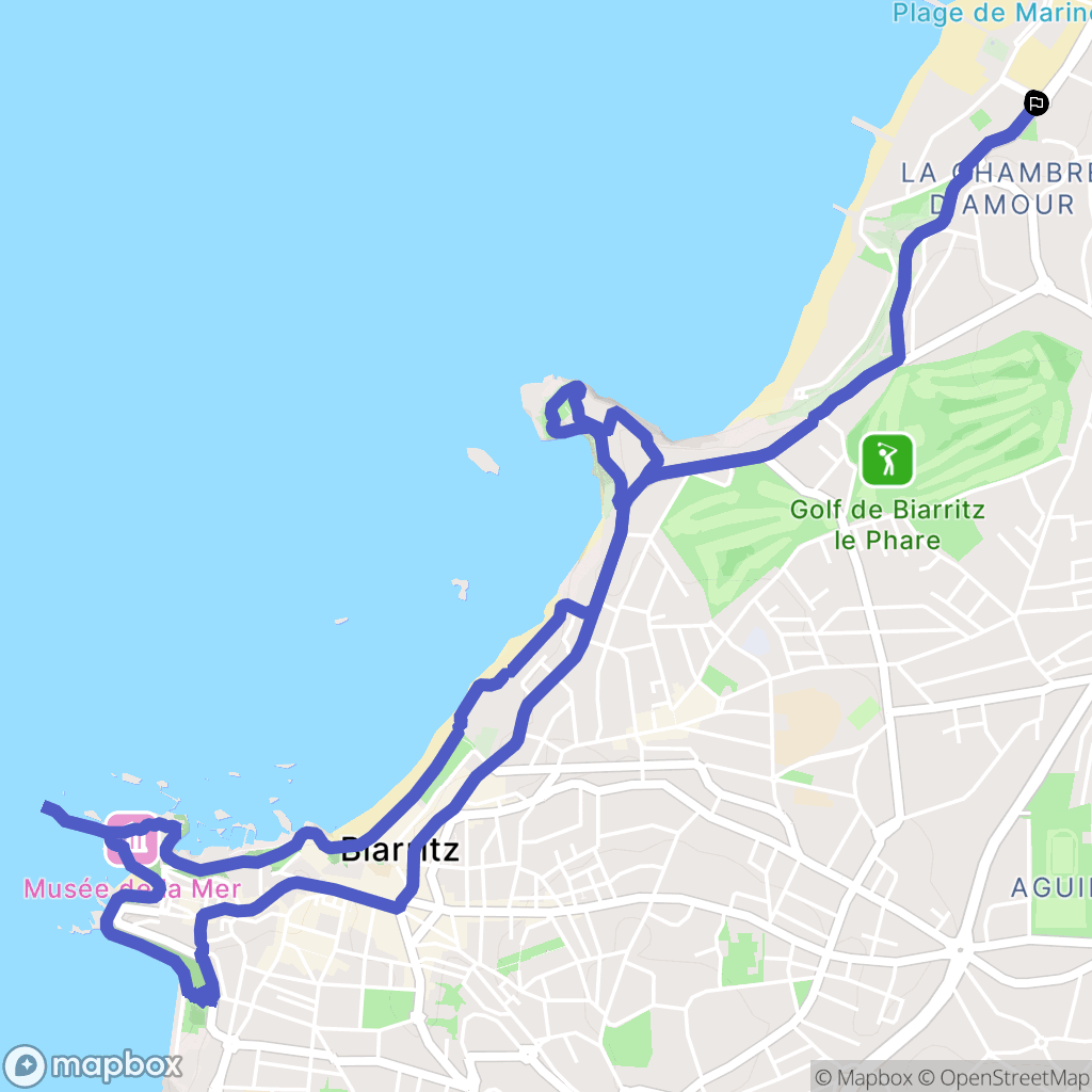 Biarritz : carte du parcours de randonnée - France