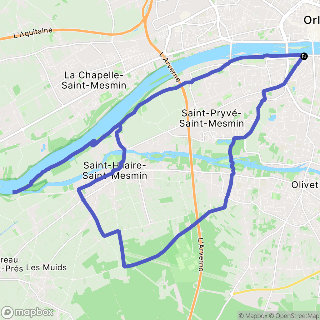 Orléans : carte du parcours de randonnée - France