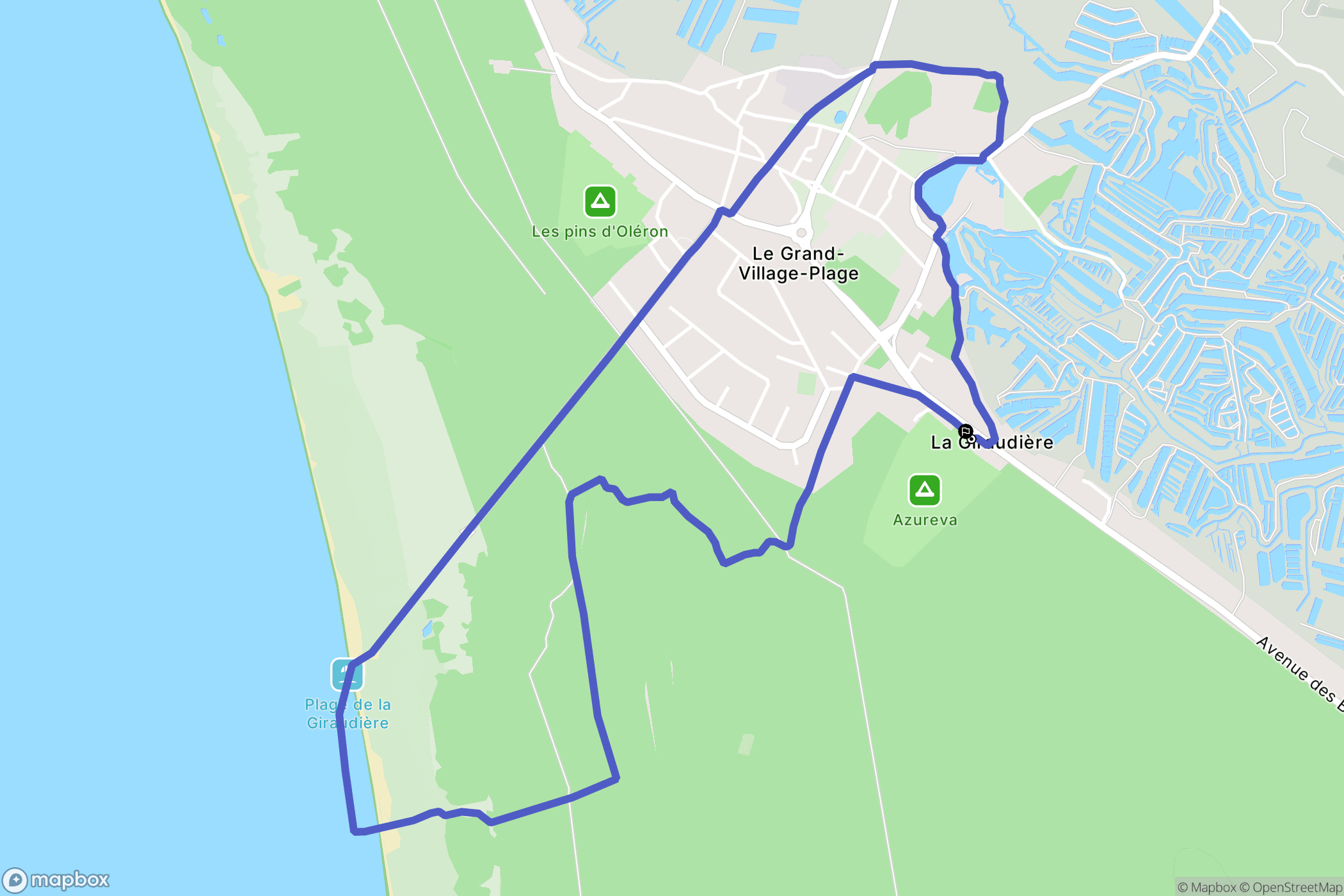 Le-Grand-Village-Plage : carte du parcours de randonnée - France