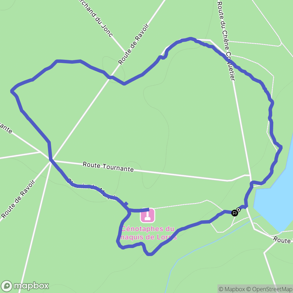 Forêt d'Orléans : carte du parcours de randonnée - France