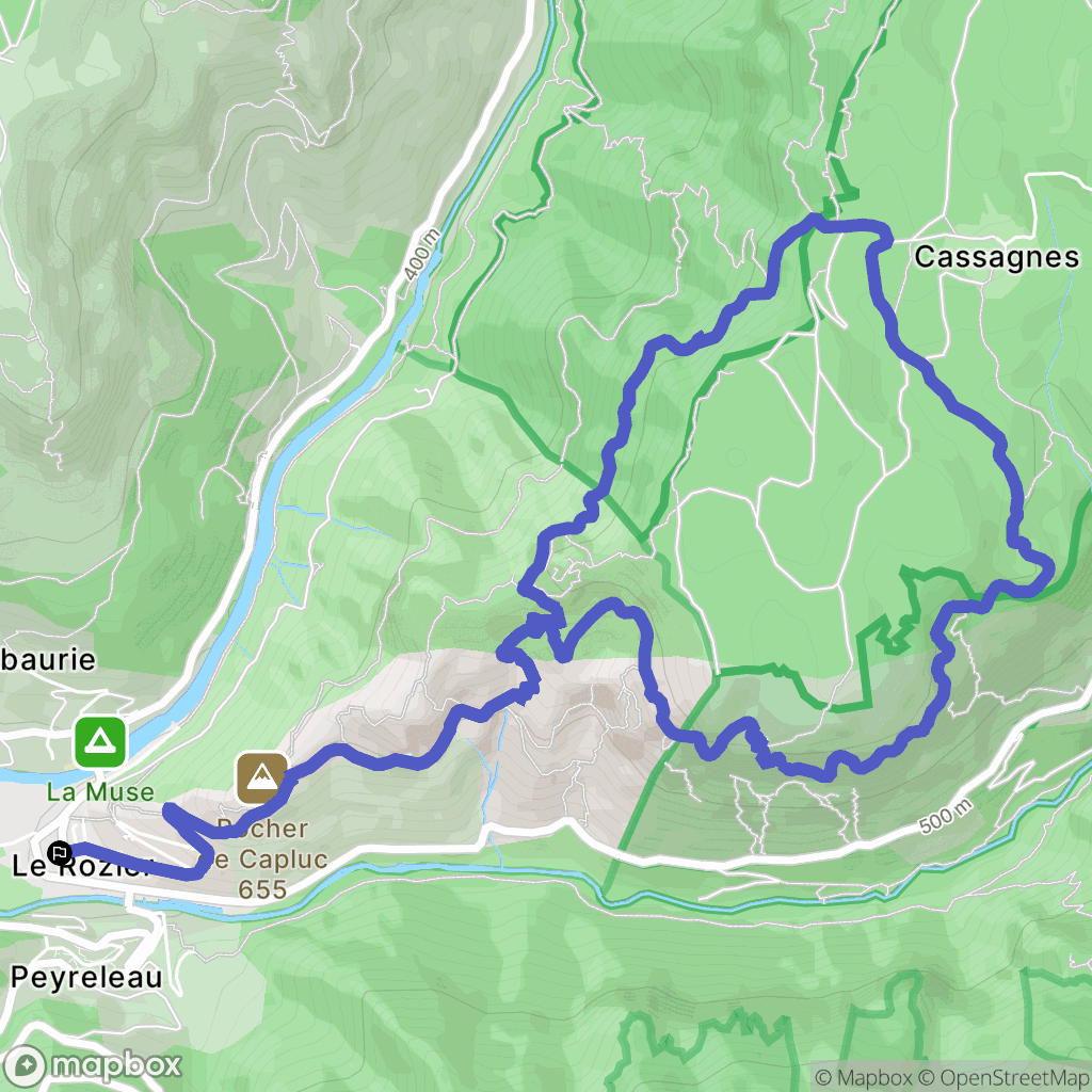 Le Rozier : carte du parcours de randonnée - France