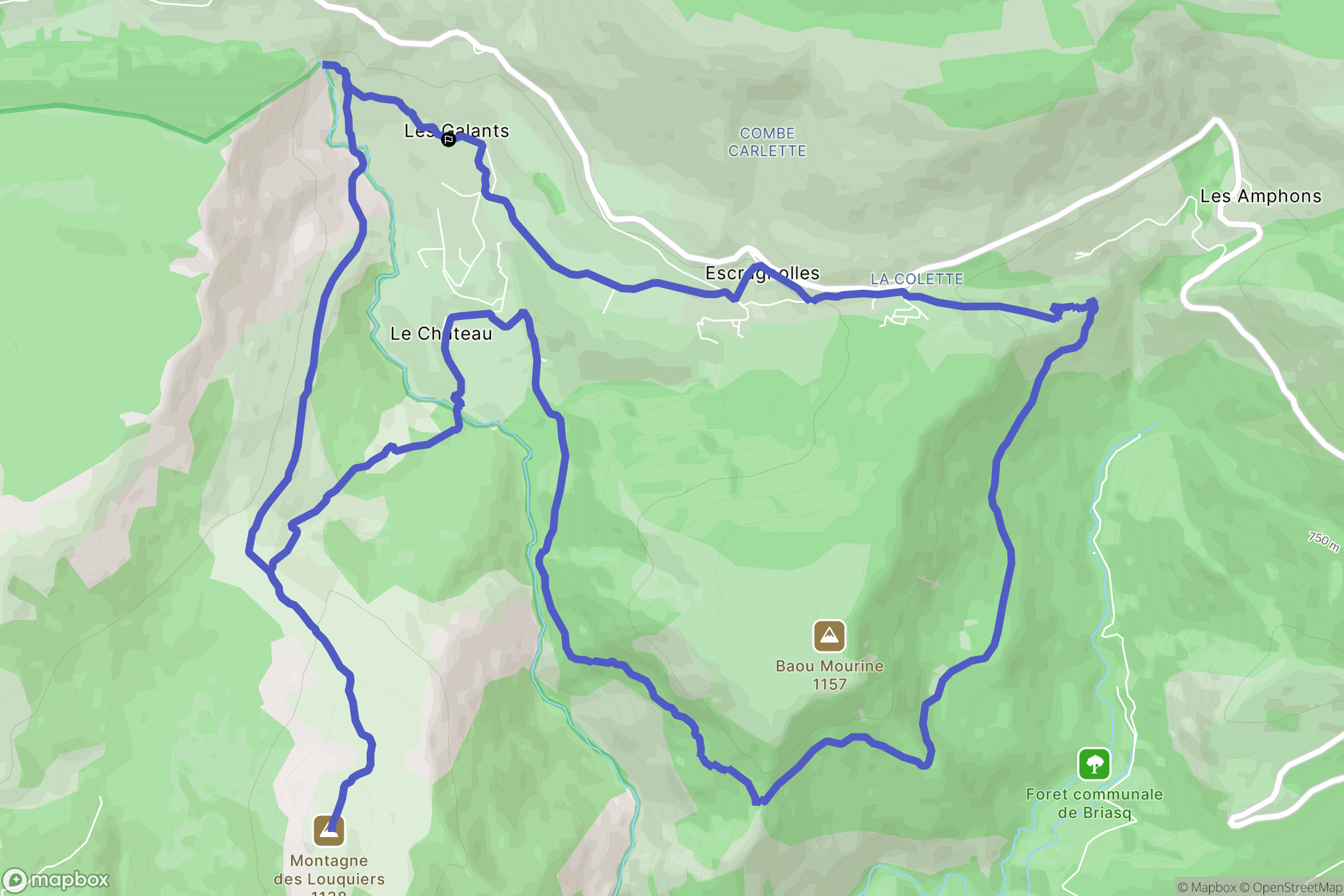 Escragnolles : carte du parcours de randonnée - France