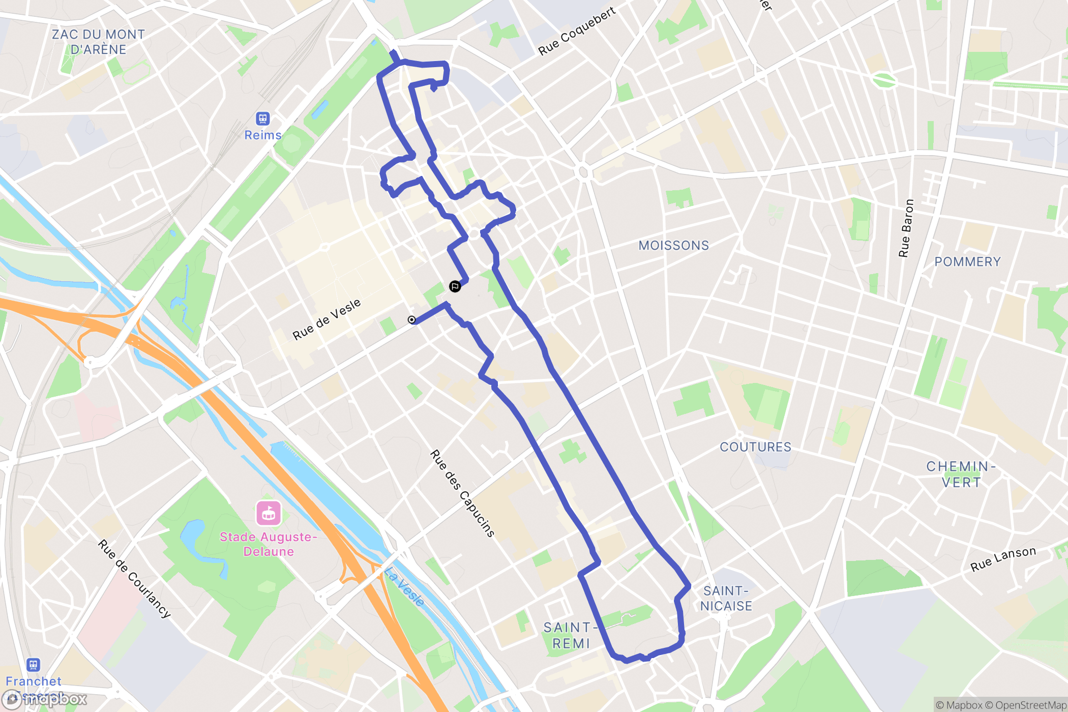 Reims : carte du parcours de randonnée - France