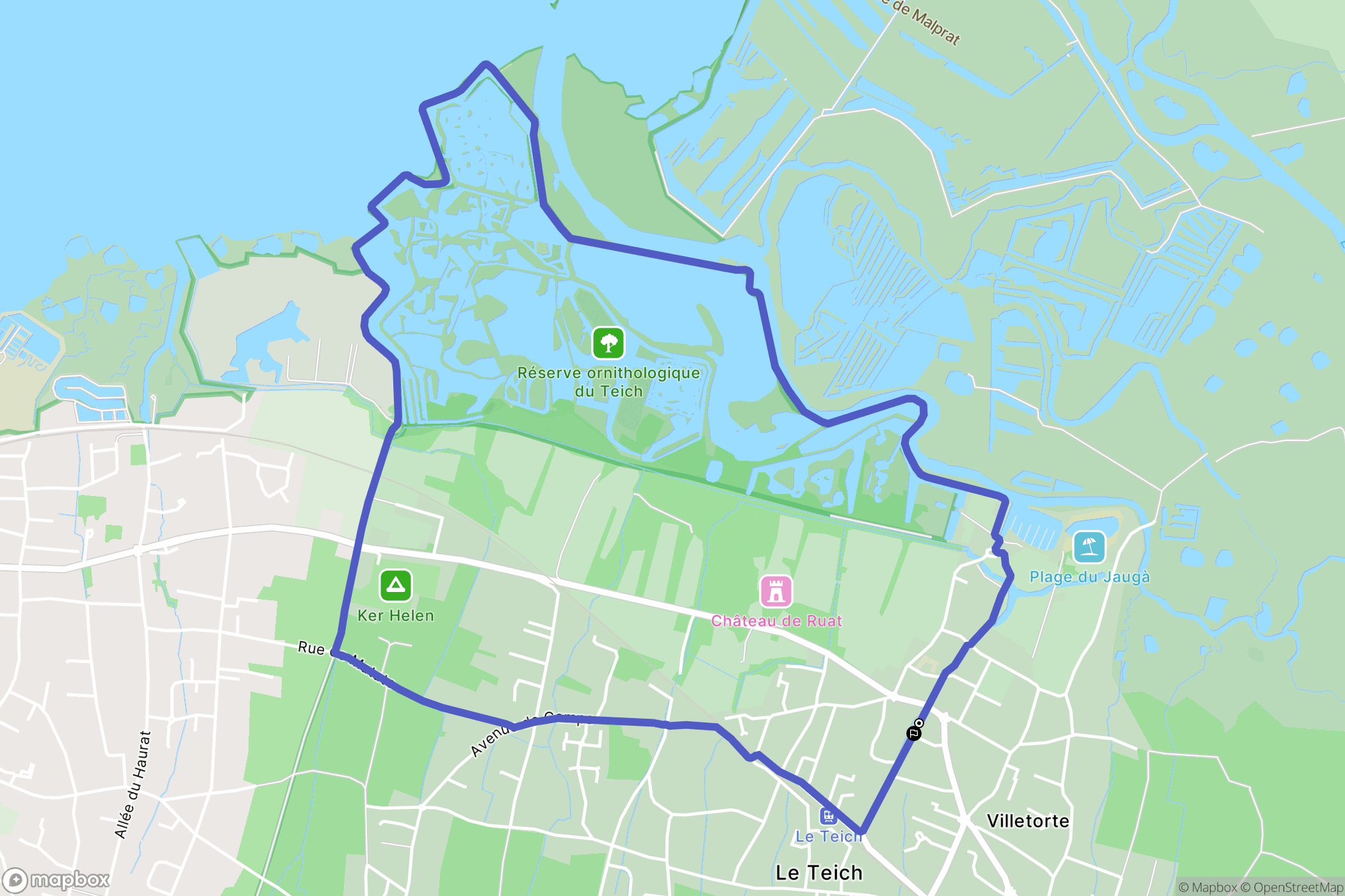 Le Teich : carte du parcours de randonnée - France