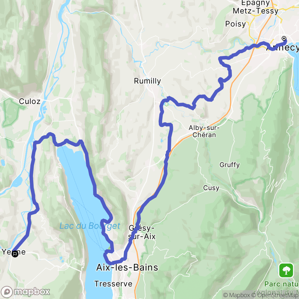Annecy : carte du parcours de randonnée - France