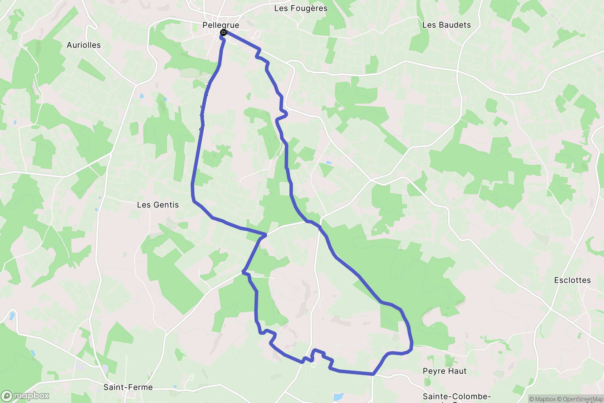 Pellegrue : carte du parcours de randonnée - France