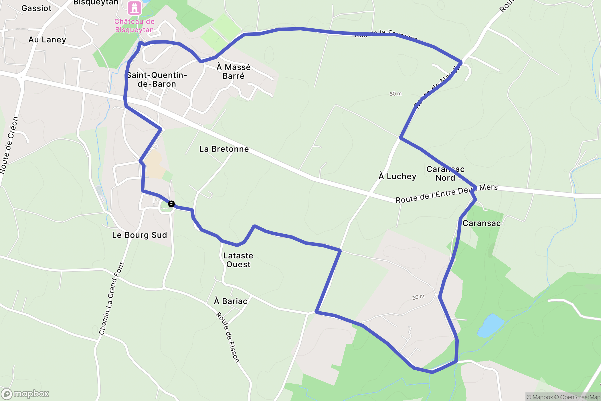 SAINT-QUENTIN-DE-BARON : carte du parcours de randonnée - France
