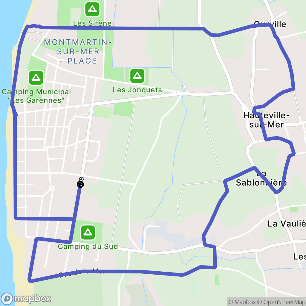 Hauteville-sur-Mer : carte du parcours de randonnée - France