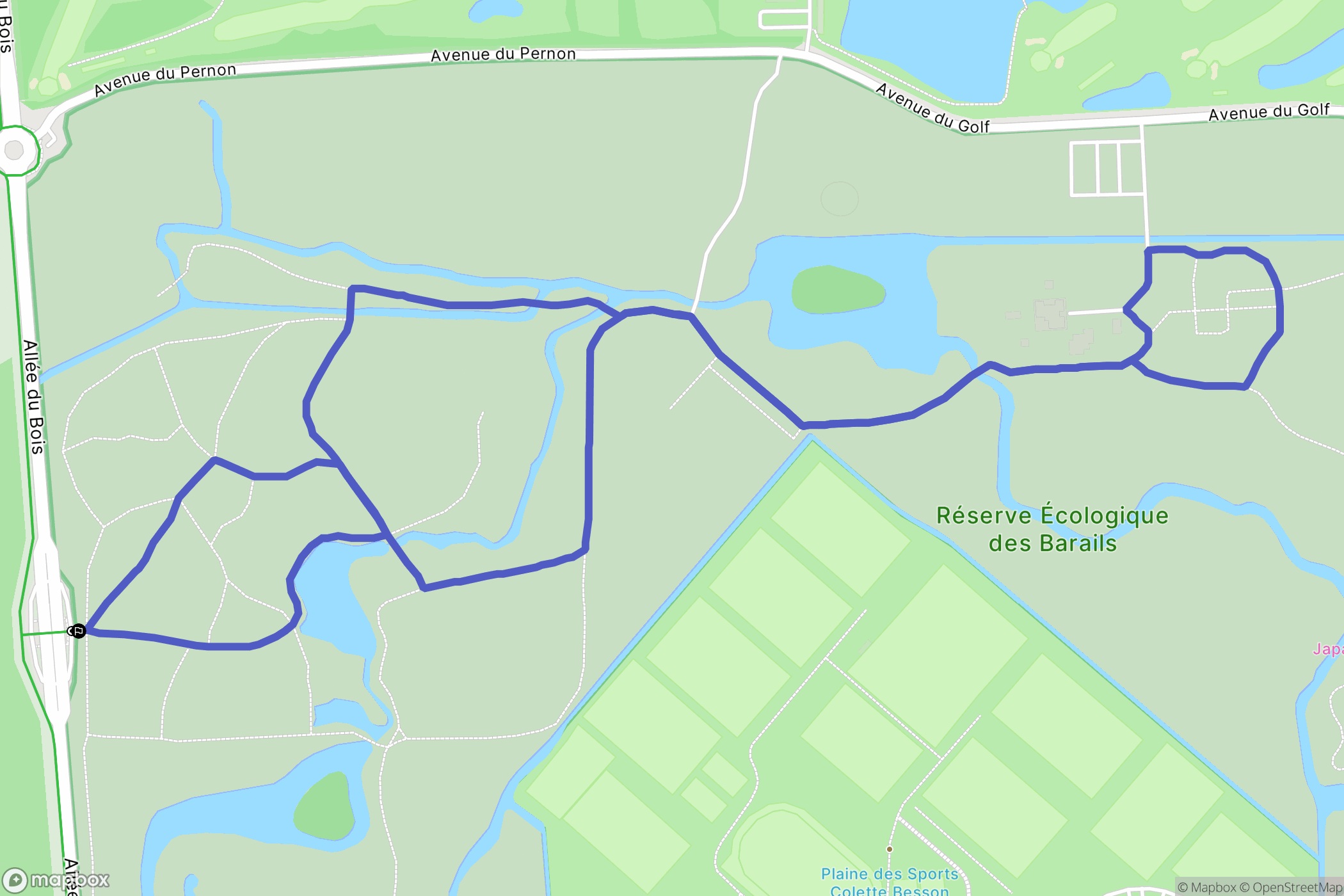 Plaine des Sports Colette Besson, Bordeaux : carte du parcours de randonnée - France