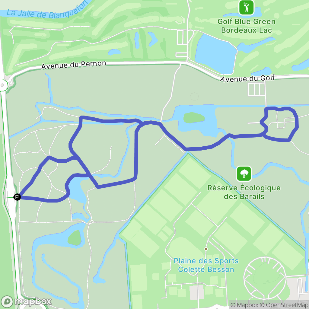 Plaine des Sports Colette Besson, Bordeaux : carte du parcours de randonnée - France
