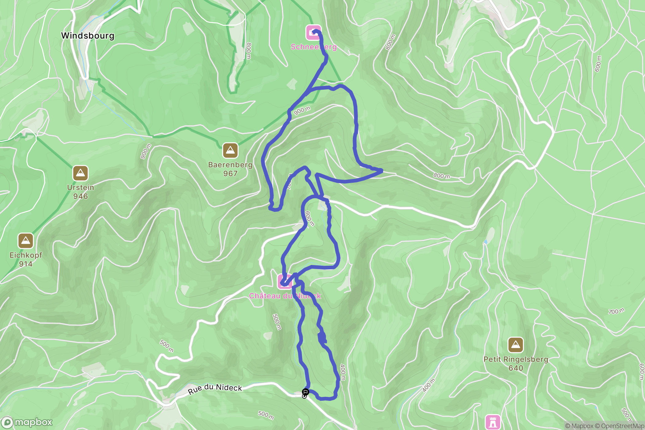 Oberhaslach : carte du parcours de randonnée - France