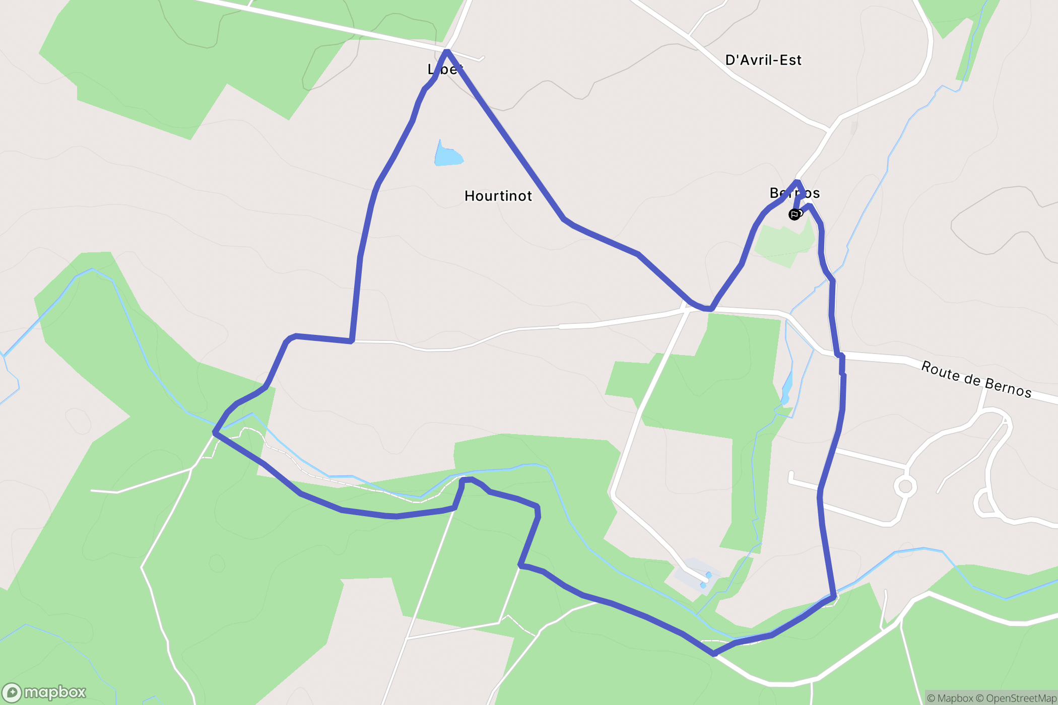 Bernos-Beaulac : carte du parcours de randonnée - France