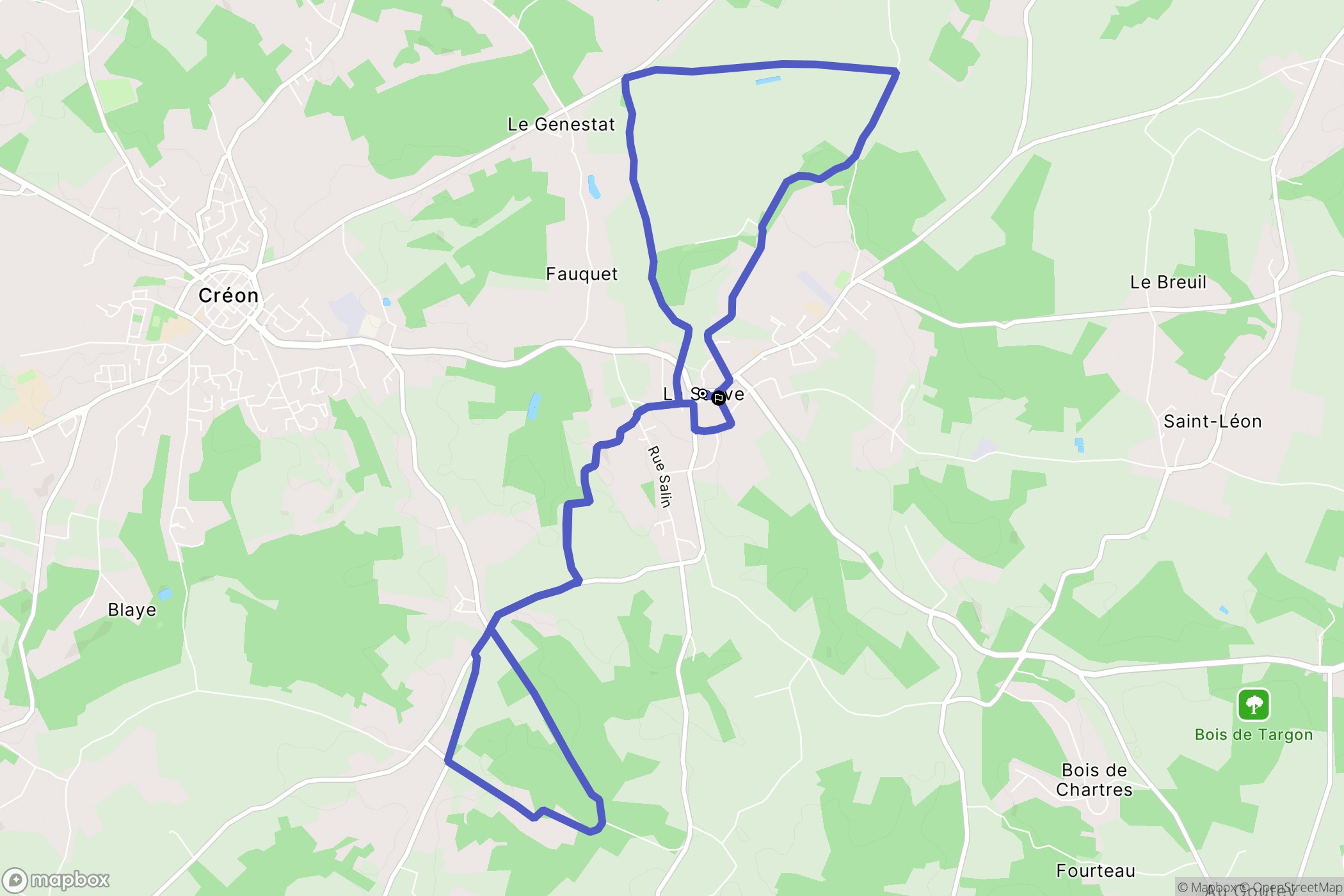 La Sauve : carte du parcours de randonnée - France