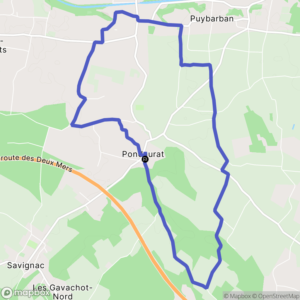 Pondaurat : carte du parcours de randonnée - France