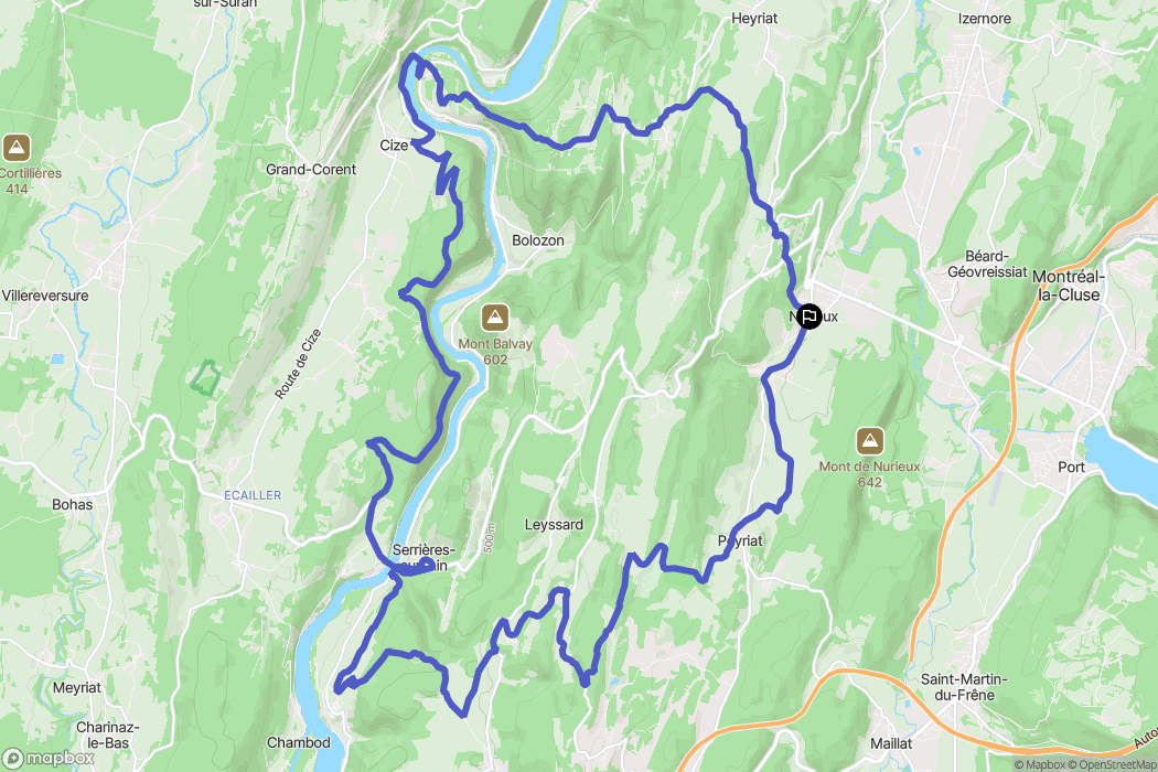 Nurieux-Volognat : carte du parcours de randonnée - France