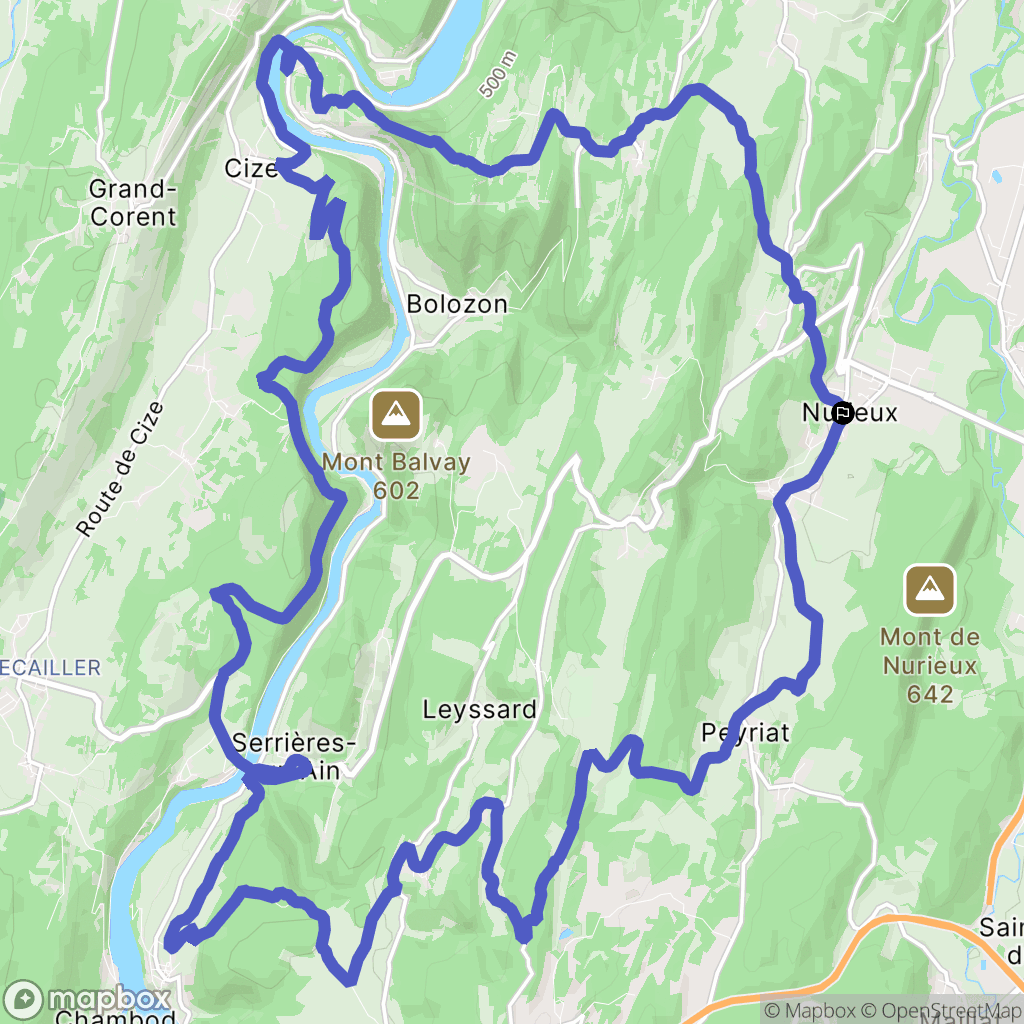 Nurieux-Volognat : carte du parcours de randonnée - France
