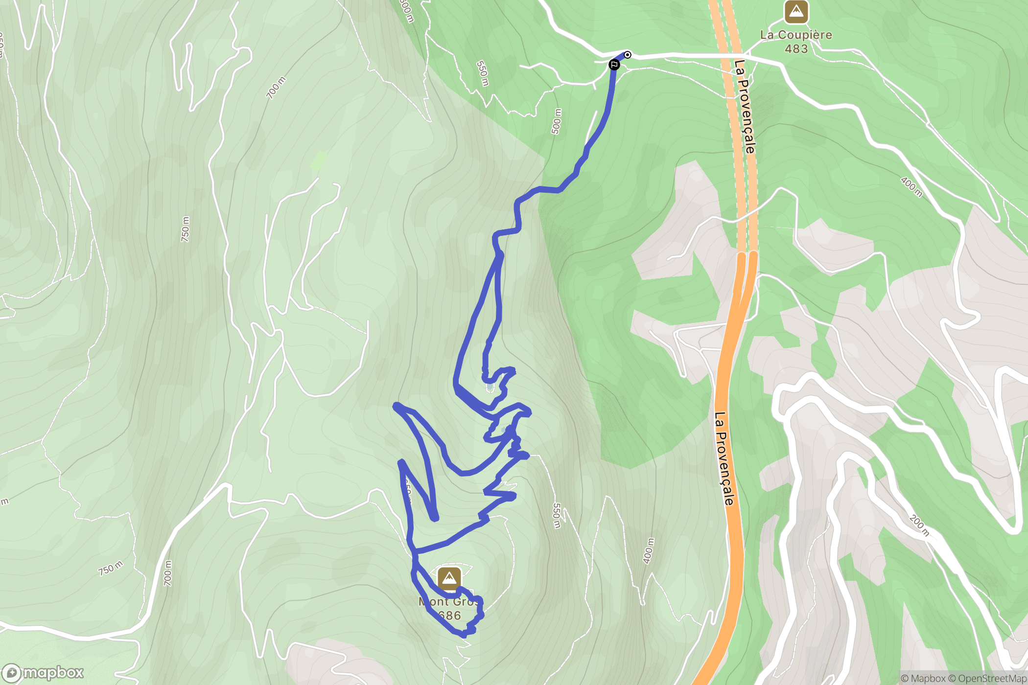 Roquebrune-Cap-Martin : carte du parcours de randonnée - France