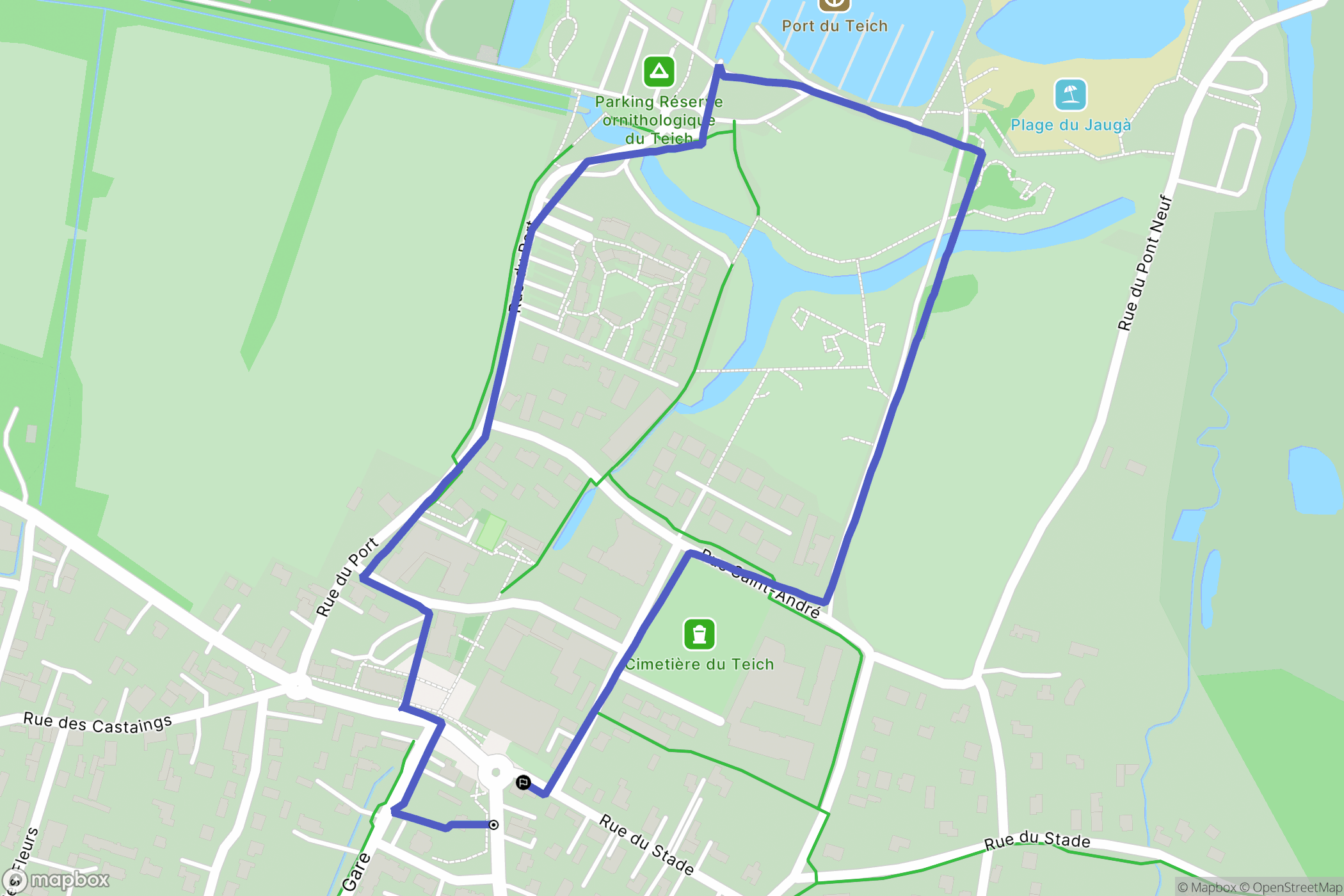Le Teich : carte du parcours de randonnée - France